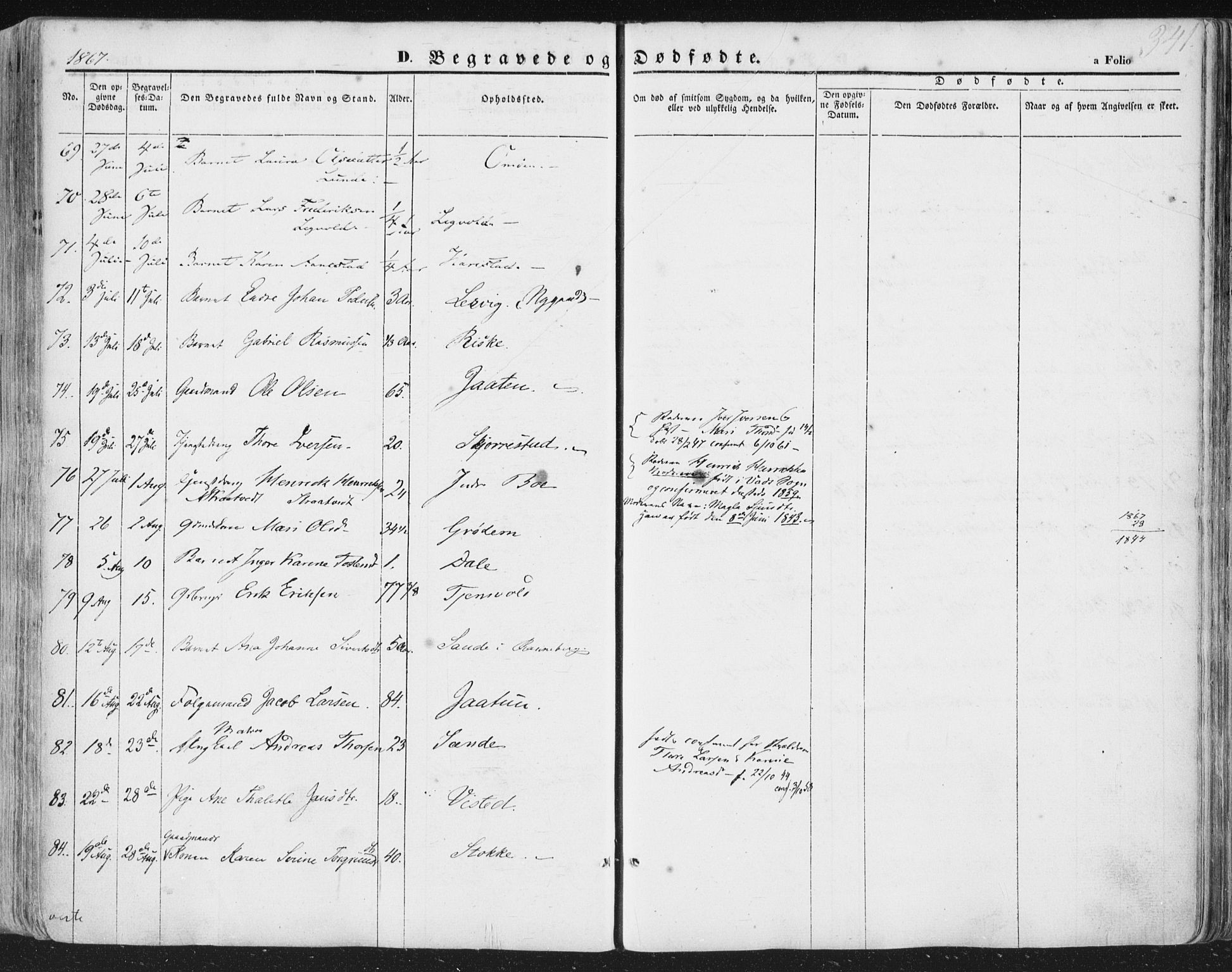 Hetland sokneprestkontor, AV/SAST-A-101826/30/30BA/L0002: Parish register (official) no. A 2, 1849-1869, p. 341