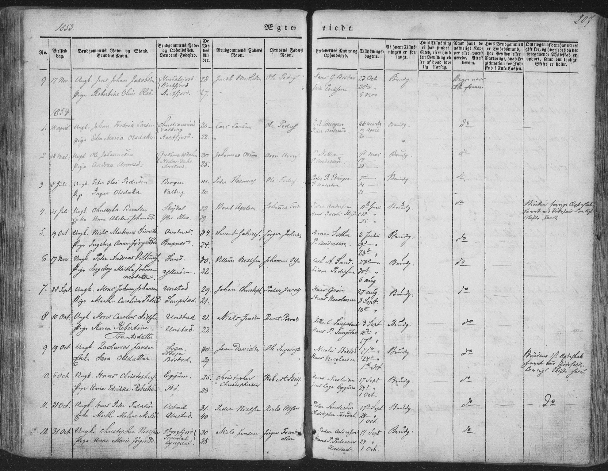 Ministerialprotokoller, klokkerbøker og fødselsregistre - Nordland, AV/SAT-A-1459/880/L1131: Parish register (official) no. 880A05, 1844-1868, p. 207