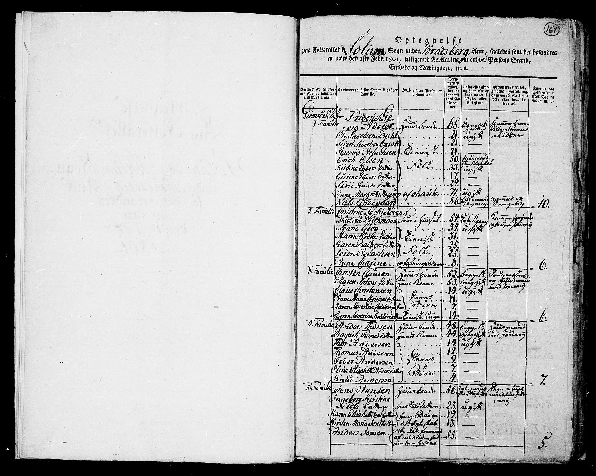 RA, 1801 census for 0818P Solum, 1801, p. 166b-167a