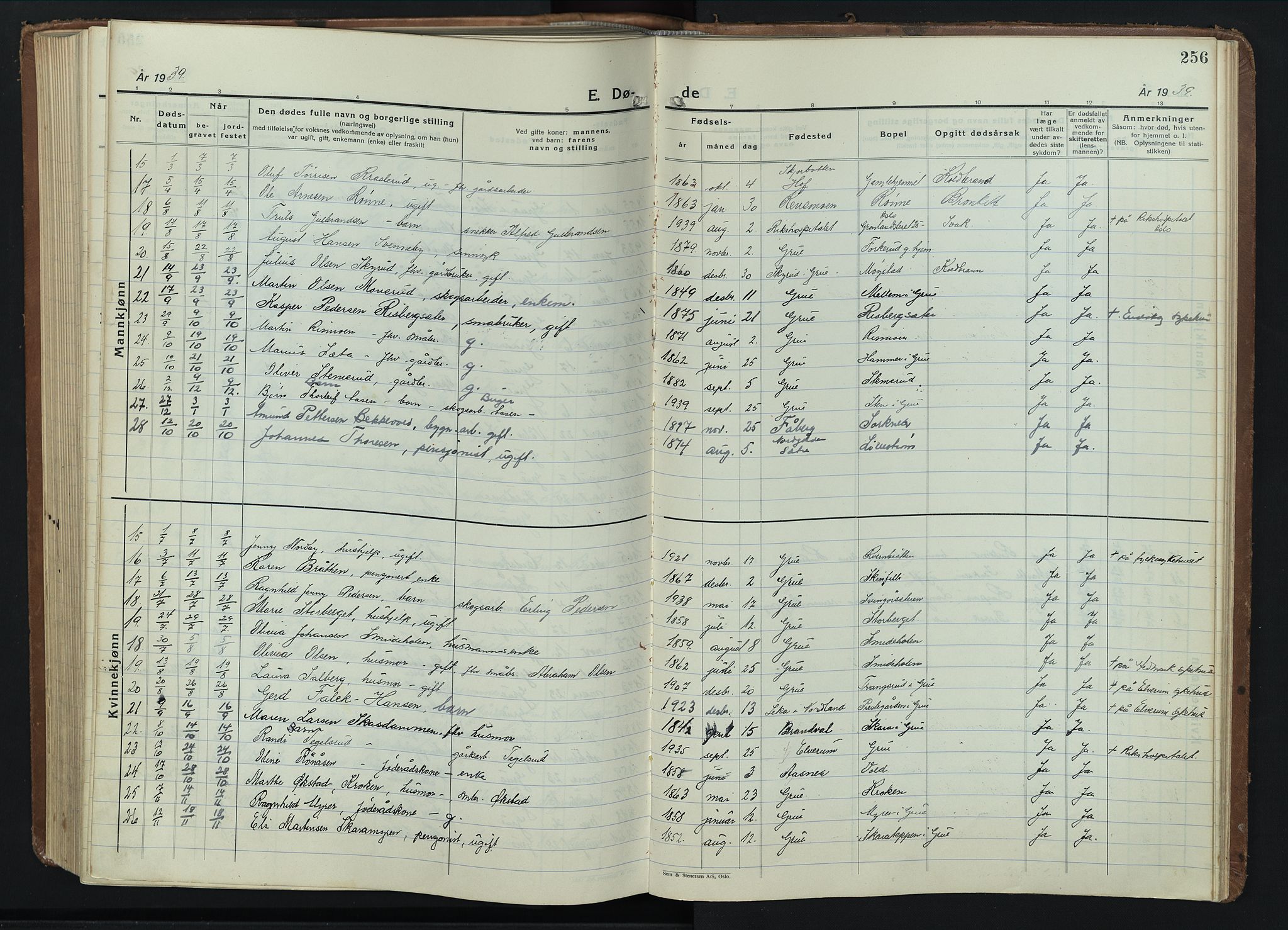 Grue prestekontor, SAH/PREST-036/H/Ha/Hab/L0009: Parish register (copy) no. 9, 1935-1955, p. 256