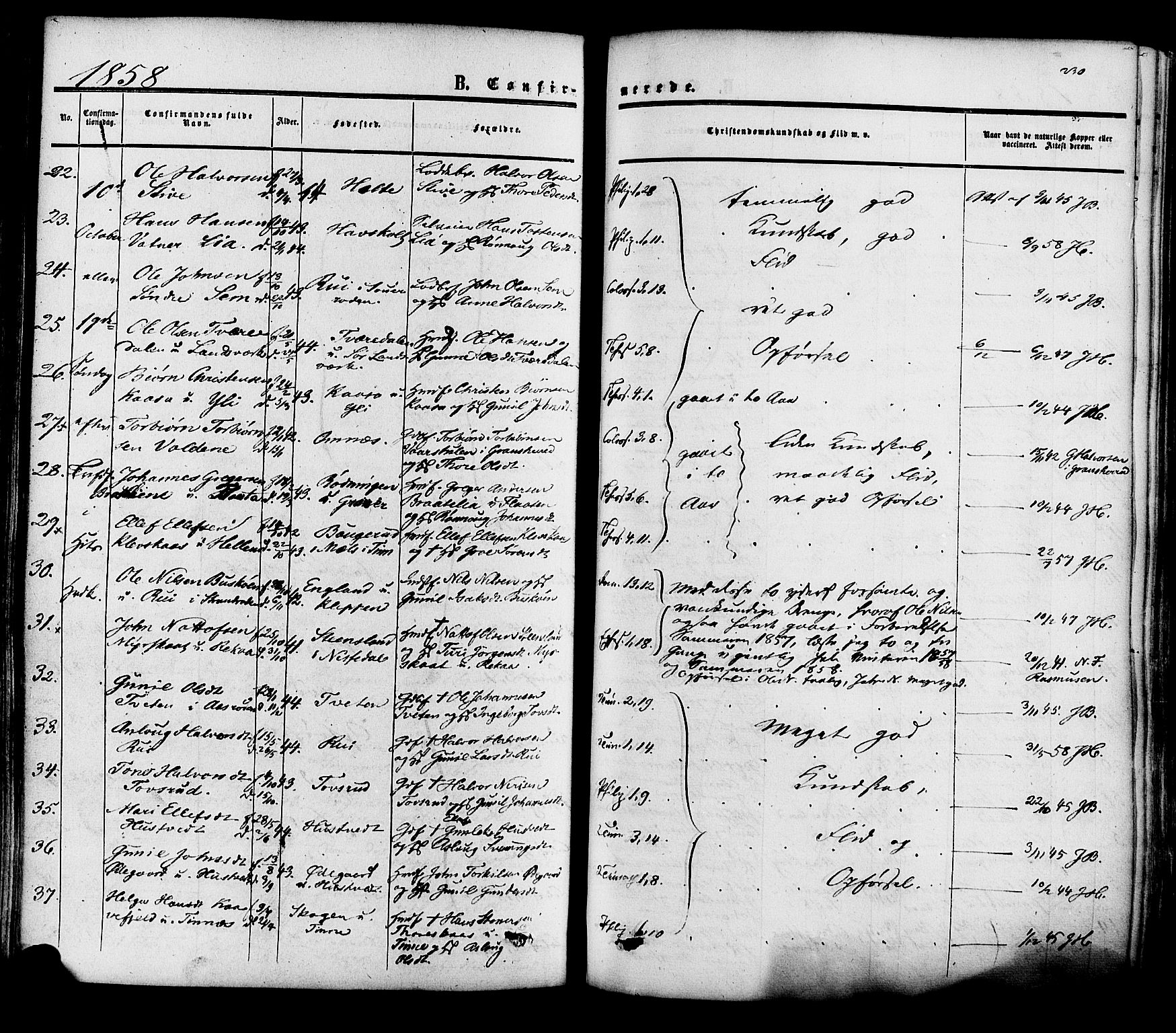 Heddal kirkebøker, AV/SAKO-A-268/F/Fa/L0007: Parish register (official) no. I 7, 1855-1877, p. 230