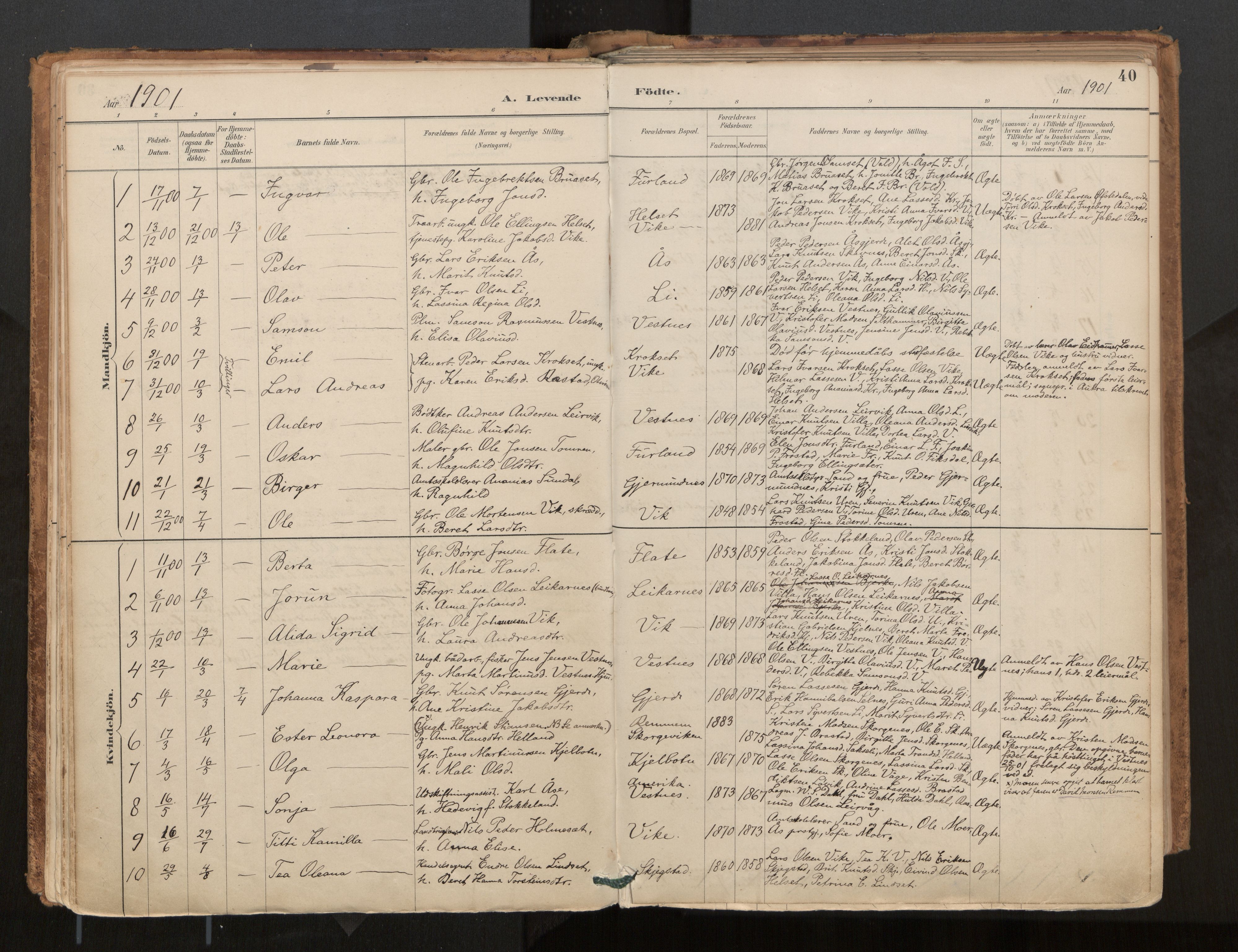 Ministerialprotokoller, klokkerbøker og fødselsregistre - Møre og Romsdal, AV/SAT-A-1454/539/L0531: Parish register (official) no. 539A04, 1887-1913, p. 40