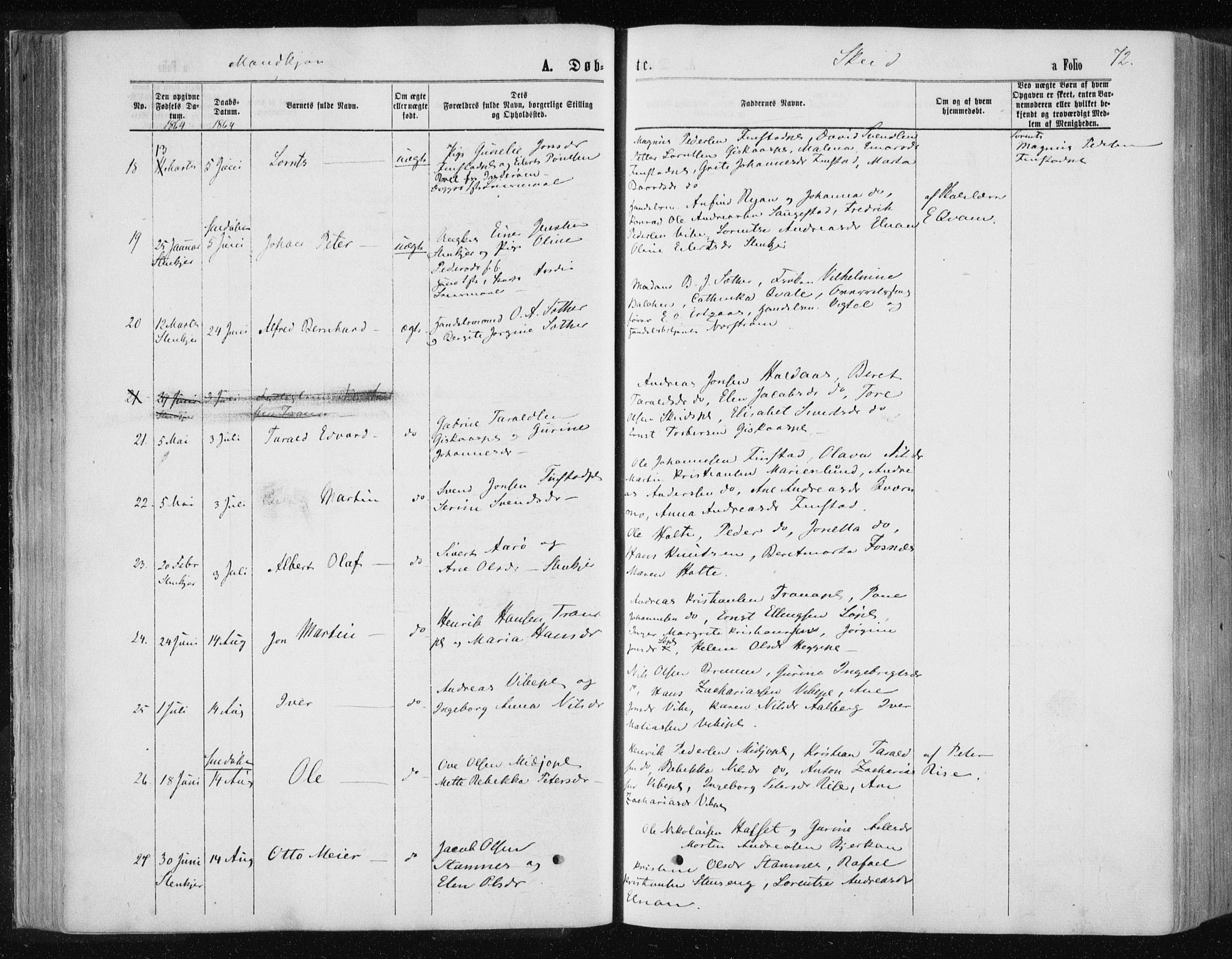 Ministerialprotokoller, klokkerbøker og fødselsregistre - Nord-Trøndelag, AV/SAT-A-1458/735/L0345: Parish register (official) no. 735A08 /2, 1863-1872, p. 72