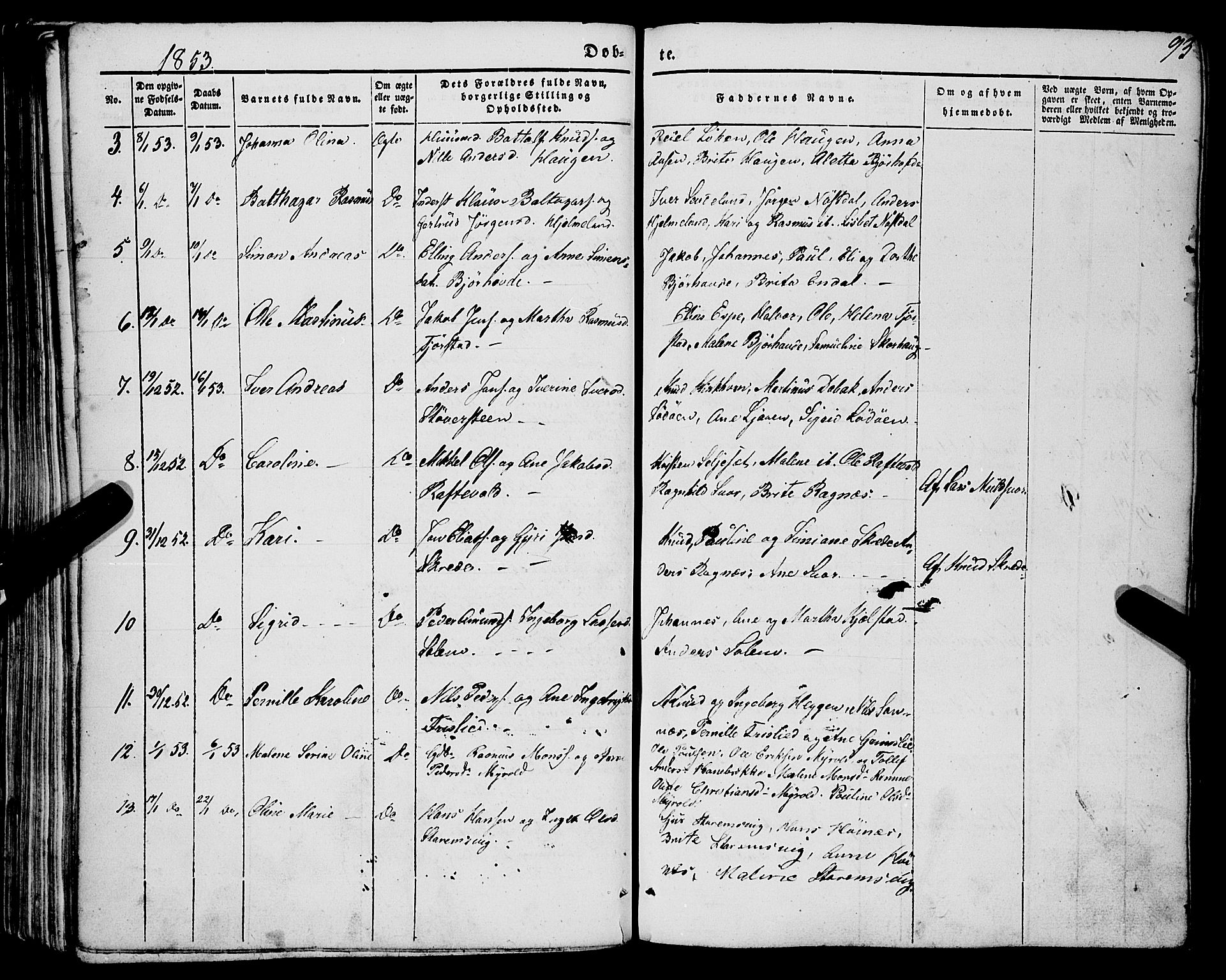 Eid sokneprestembete, AV/SAB-A-82301/H/Haa/Haaa/L0007: Parish register (official) no. A 7, 1844-1858, p. 93