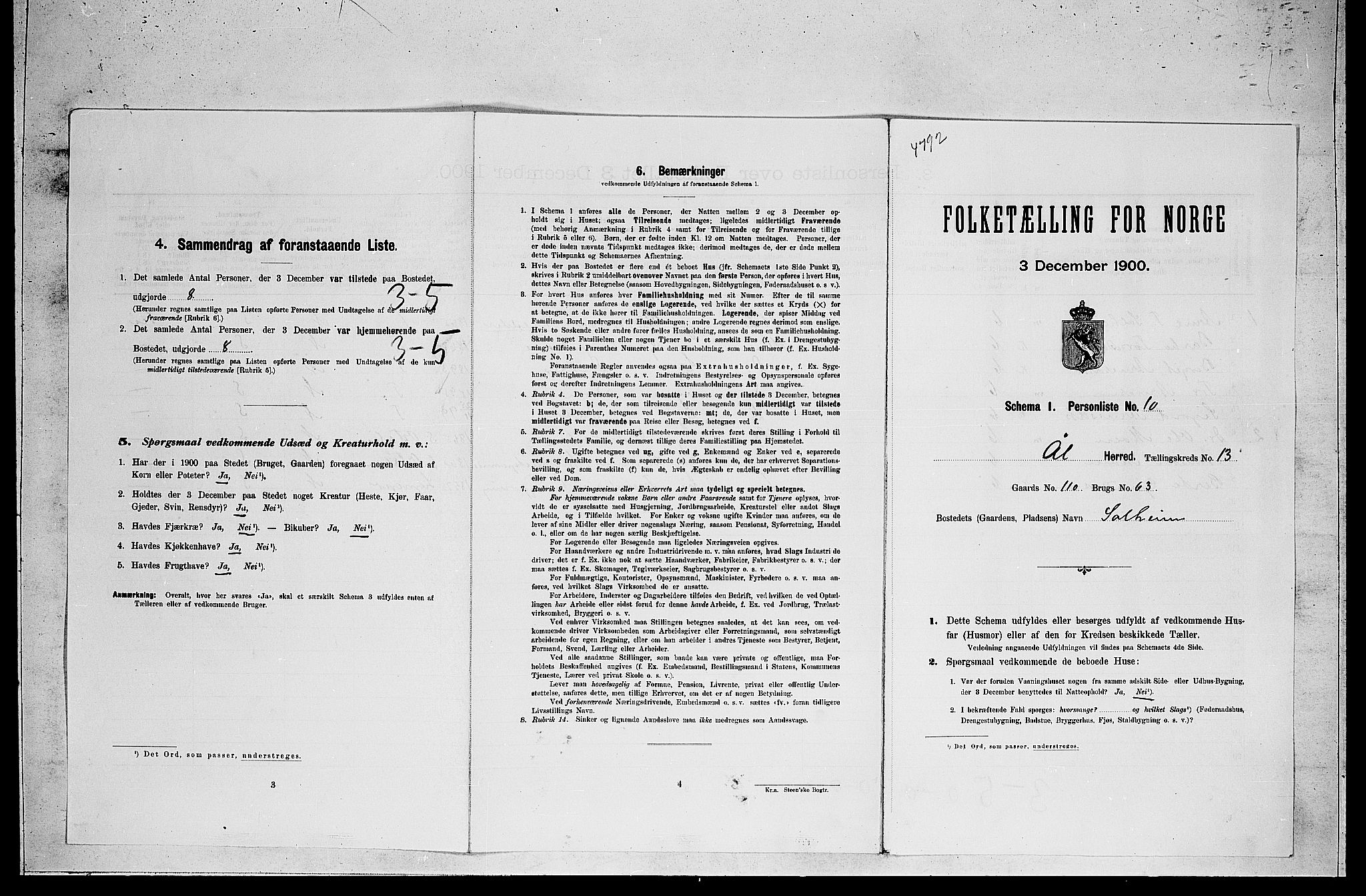 RA, 1900 census for Ål, 1900, p. 1020