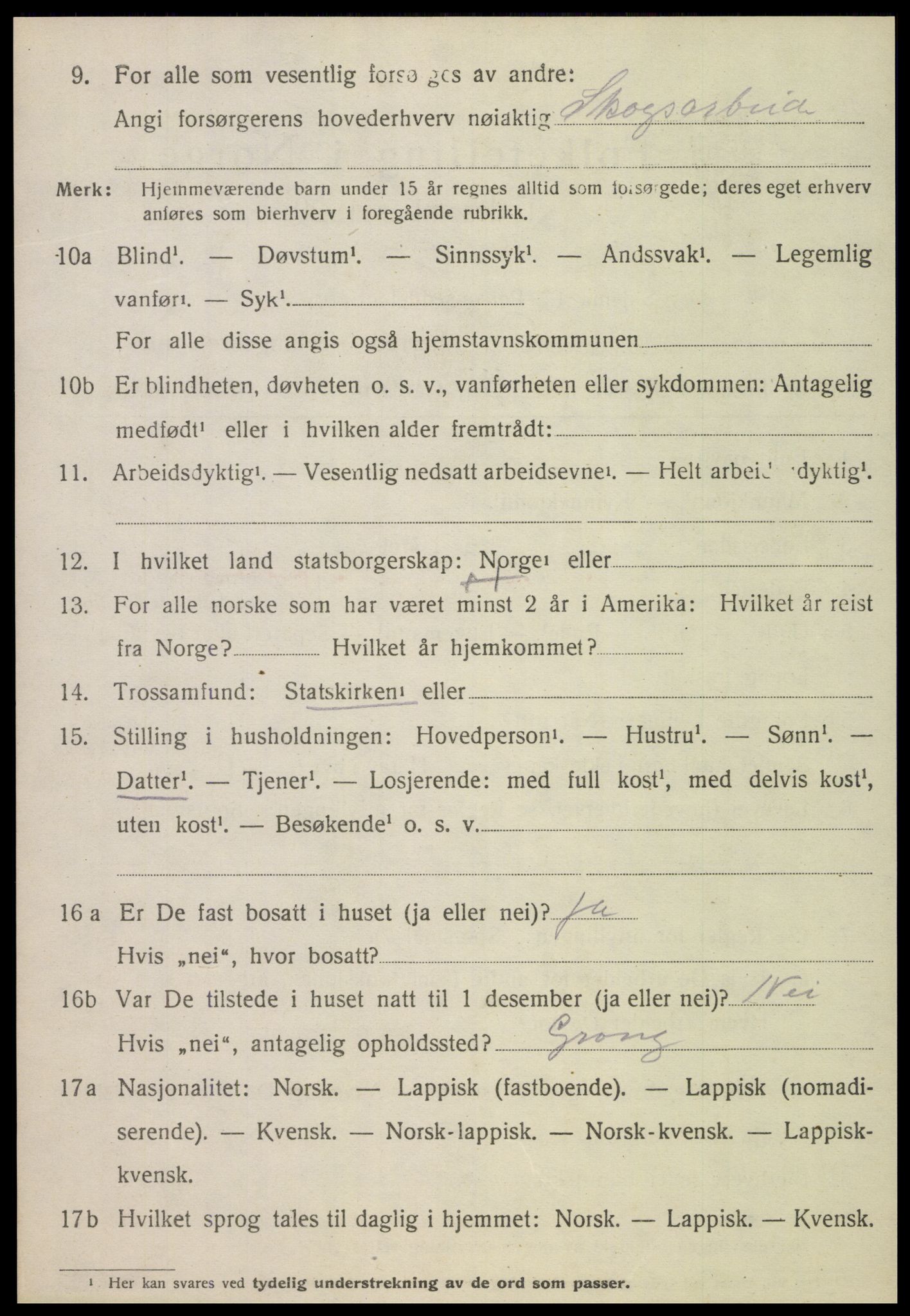 SAT, 1920 census for Grong, 1920, p. 3454