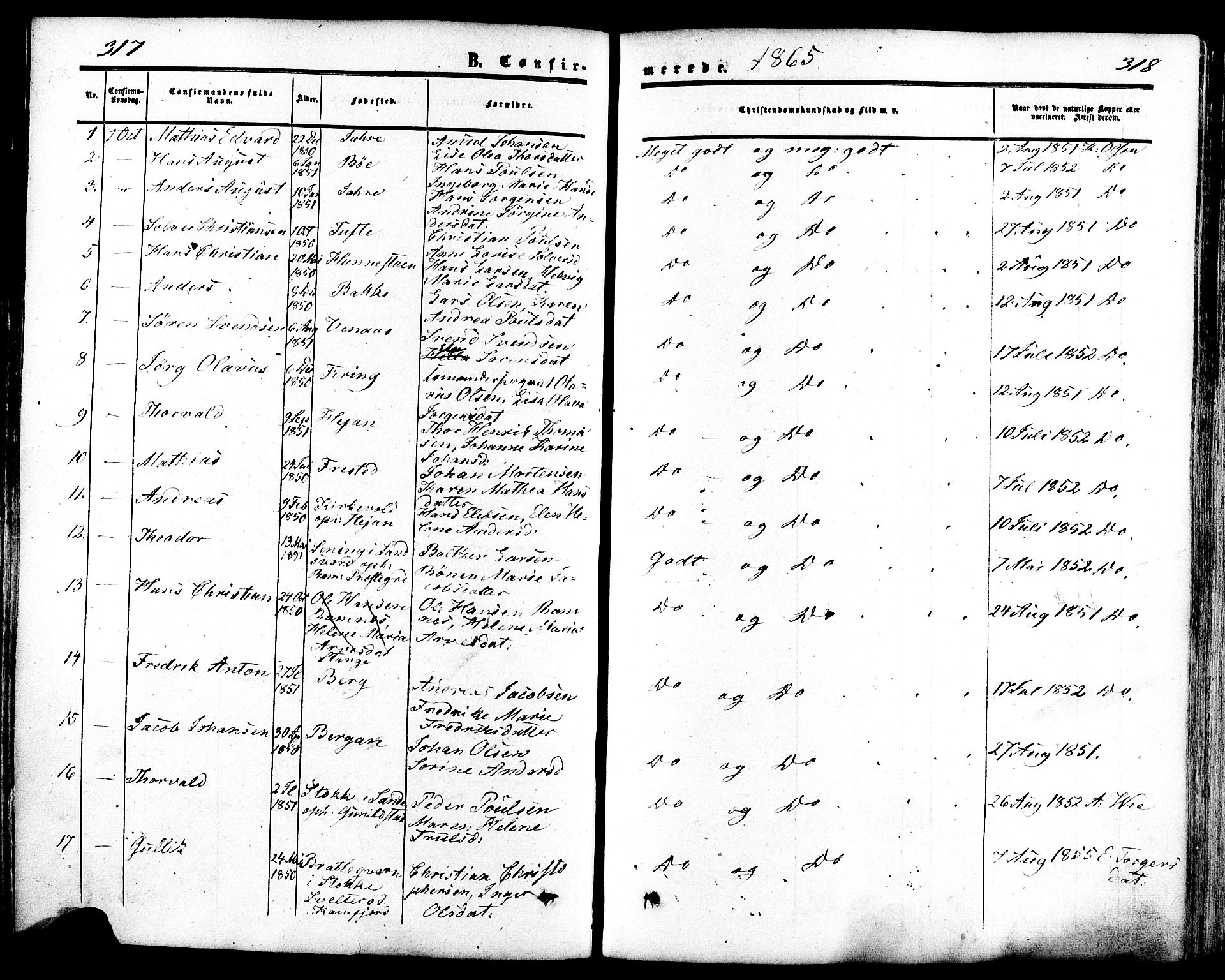 Ramnes kirkebøker, SAKO/A-314/F/Fa/L0006: Parish register (official) no. I 6, 1862-1877, p. 317-318