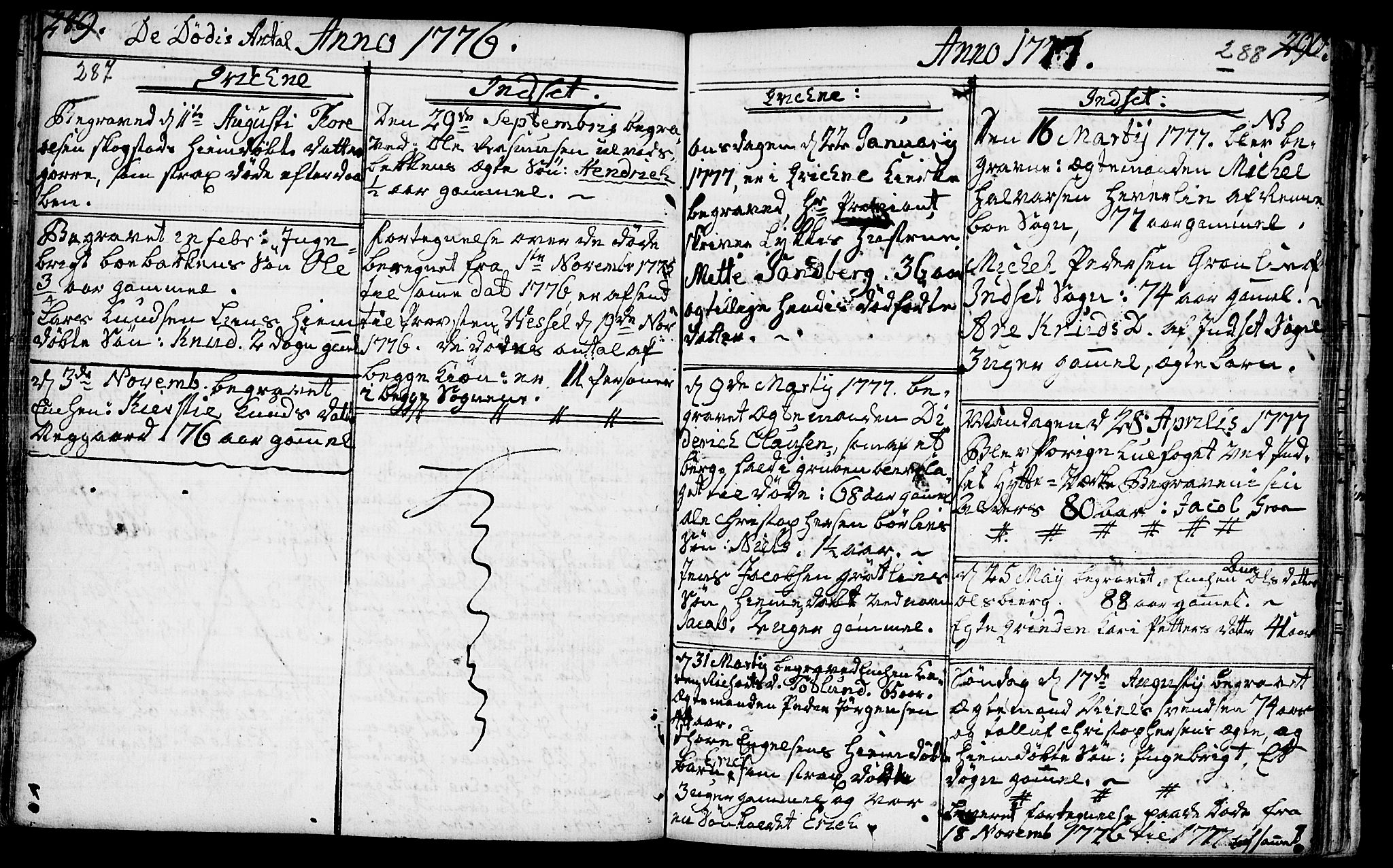 Kvikne prestekontor, SAH/PREST-064/H/Ha/Haa/L0002: Parish register (official) no. 2, 1764-1784, p. 287-288