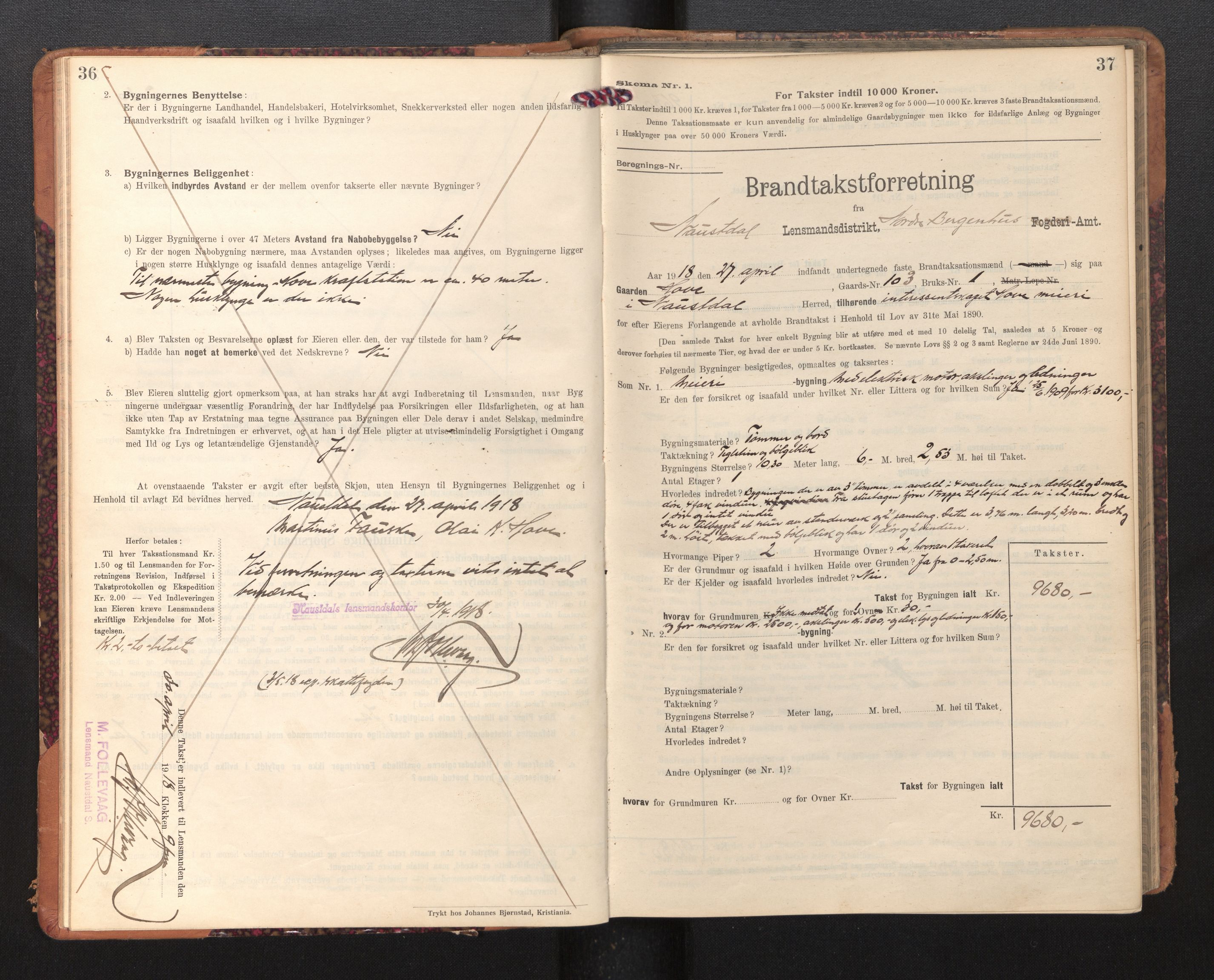 Lensmannen i Naustdal, AV/SAB-A-29501/0012/L0002: Branntakstprotokoll, skjematakst, 1911-1953, p. 36-37