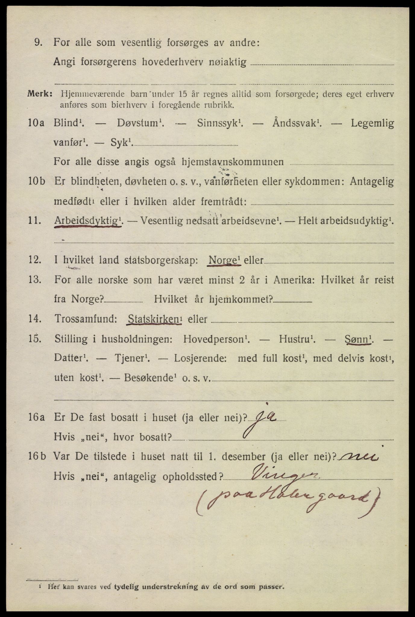 SAH, 1920 census for Vinger, 1920, p. 8363