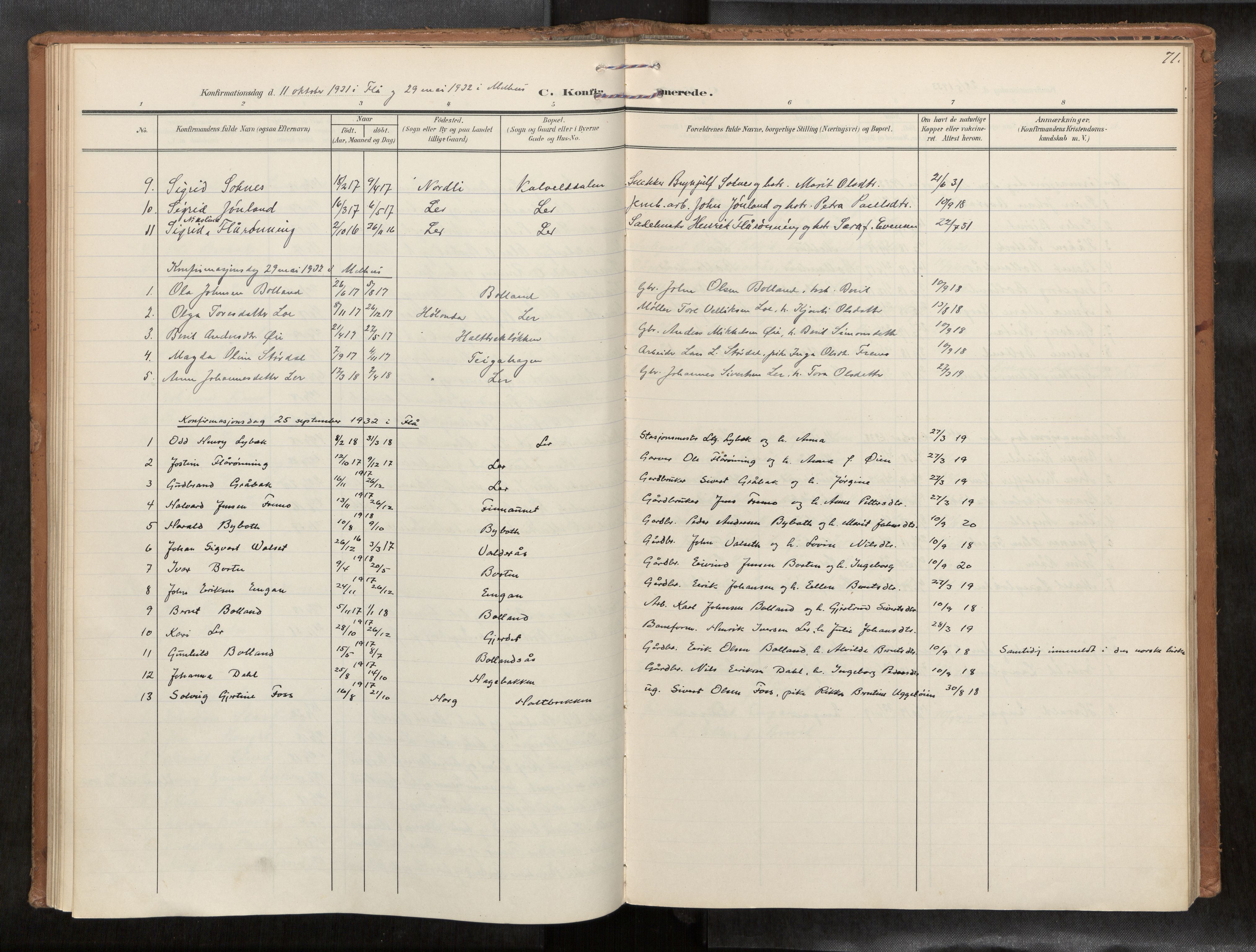 Ministerialprotokoller, klokkerbøker og fødselsregistre - Sør-Trøndelag, AV/SAT-A-1456/693/L1119b: Parish register (official) no. 693A02, 1906-1936, p. 71