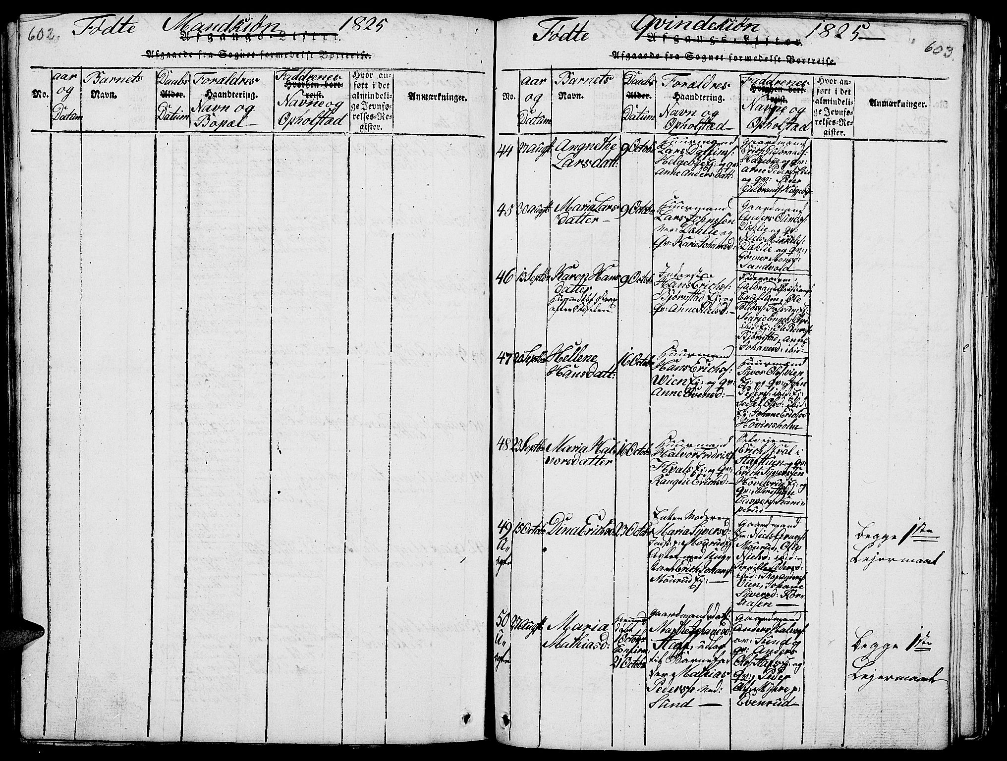 Nes prestekontor, Hedmark, AV/SAH-PREST-020/L/La/L0003: Parish register (copy) no. 3, 1814-1831, p. 602-603