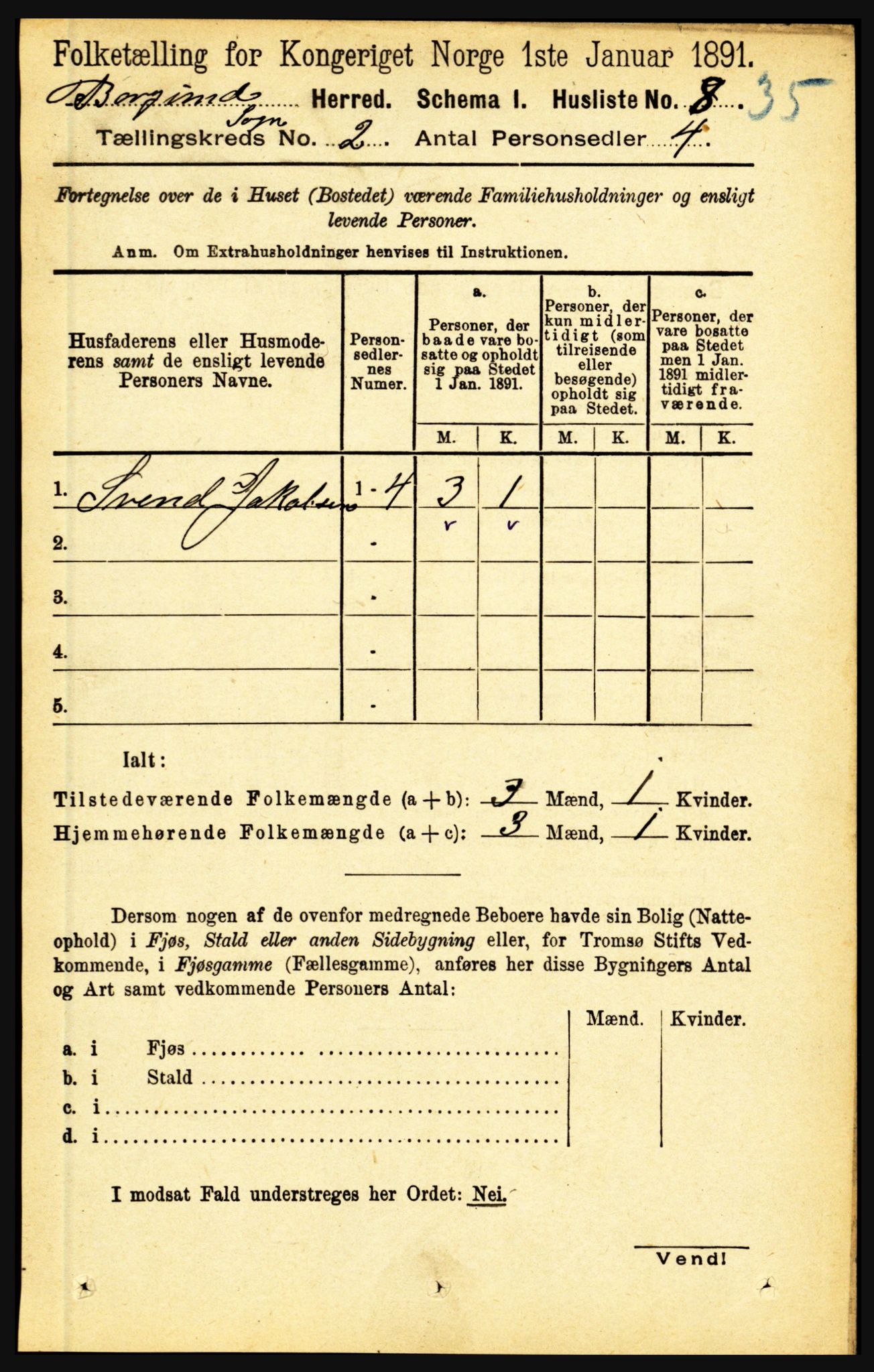 RA, 1891 census for 1423 Borgund, 1891, p. 269