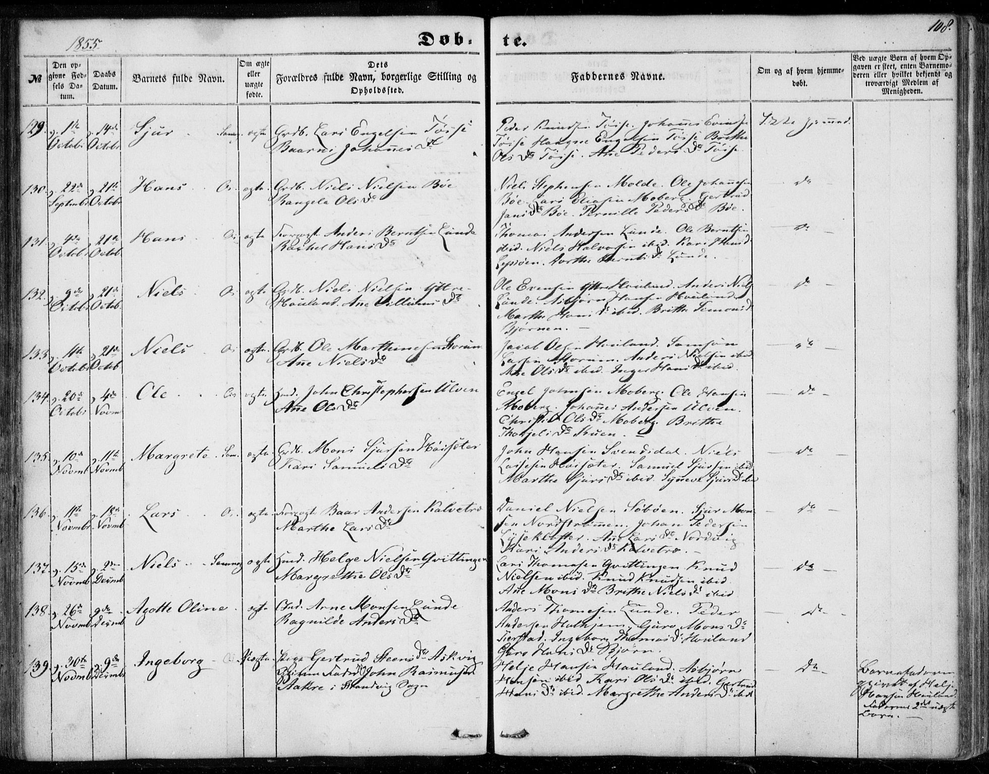 Os sokneprestembete, SAB/A-99929: Parish register (official) no. A 16, 1851-1859, p. 108