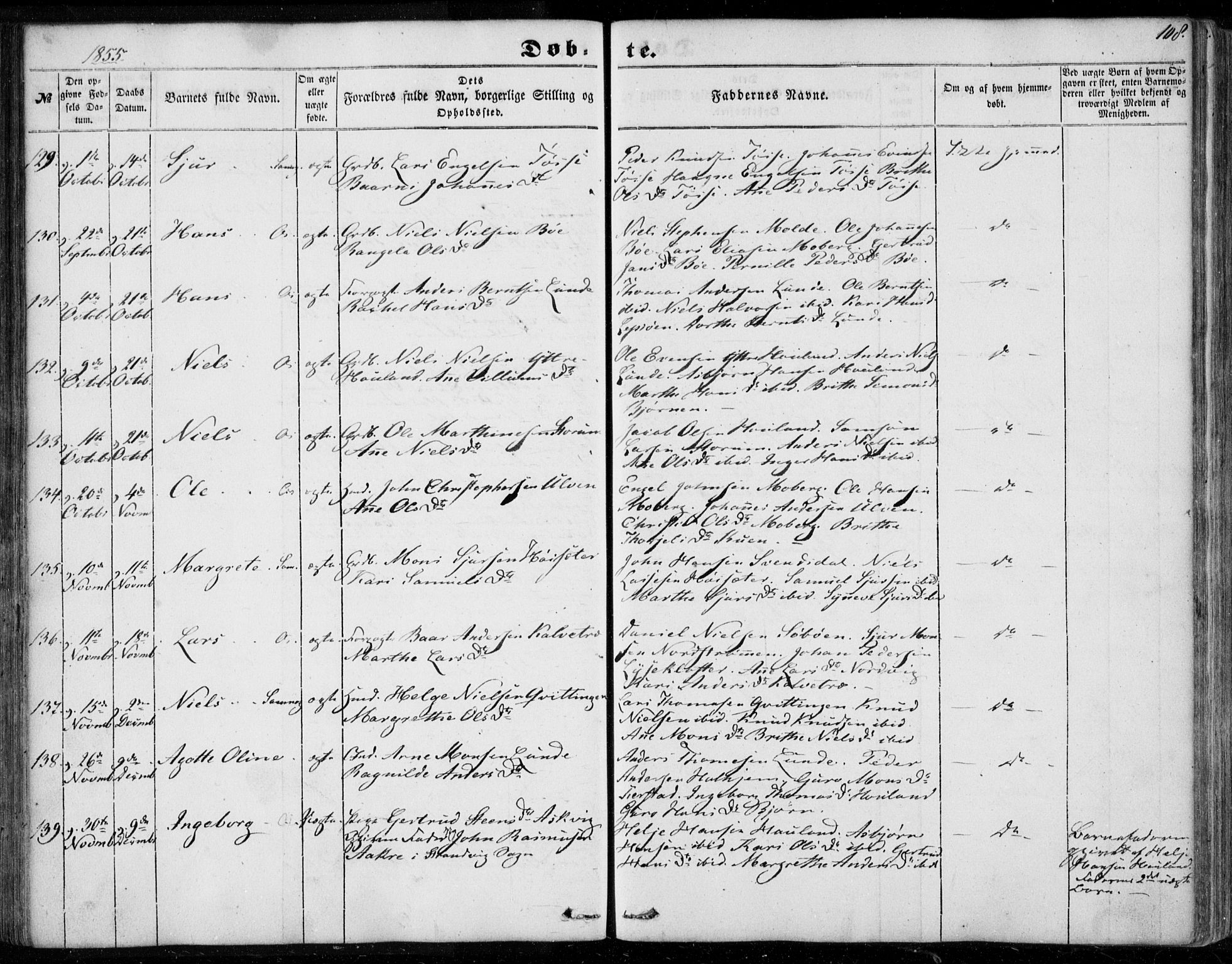 Os sokneprestembete, AV/SAB-A-99929: Parish register (official) no. A 16, 1851-1859, p. 108