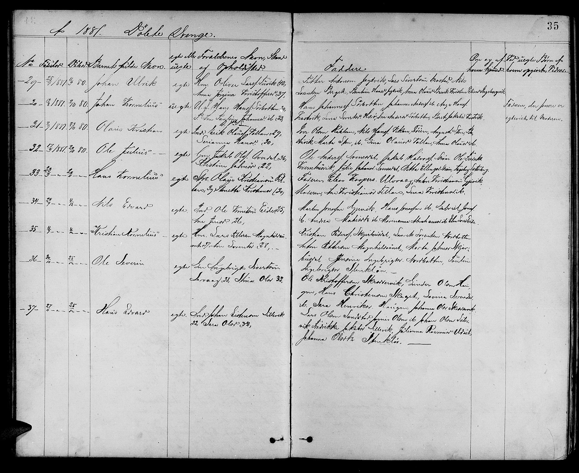 Ministerialprotokoller, klokkerbøker og fødselsregistre - Sør-Trøndelag, AV/SAT-A-1456/637/L0561: Parish register (copy) no. 637C02, 1873-1882, p. 35