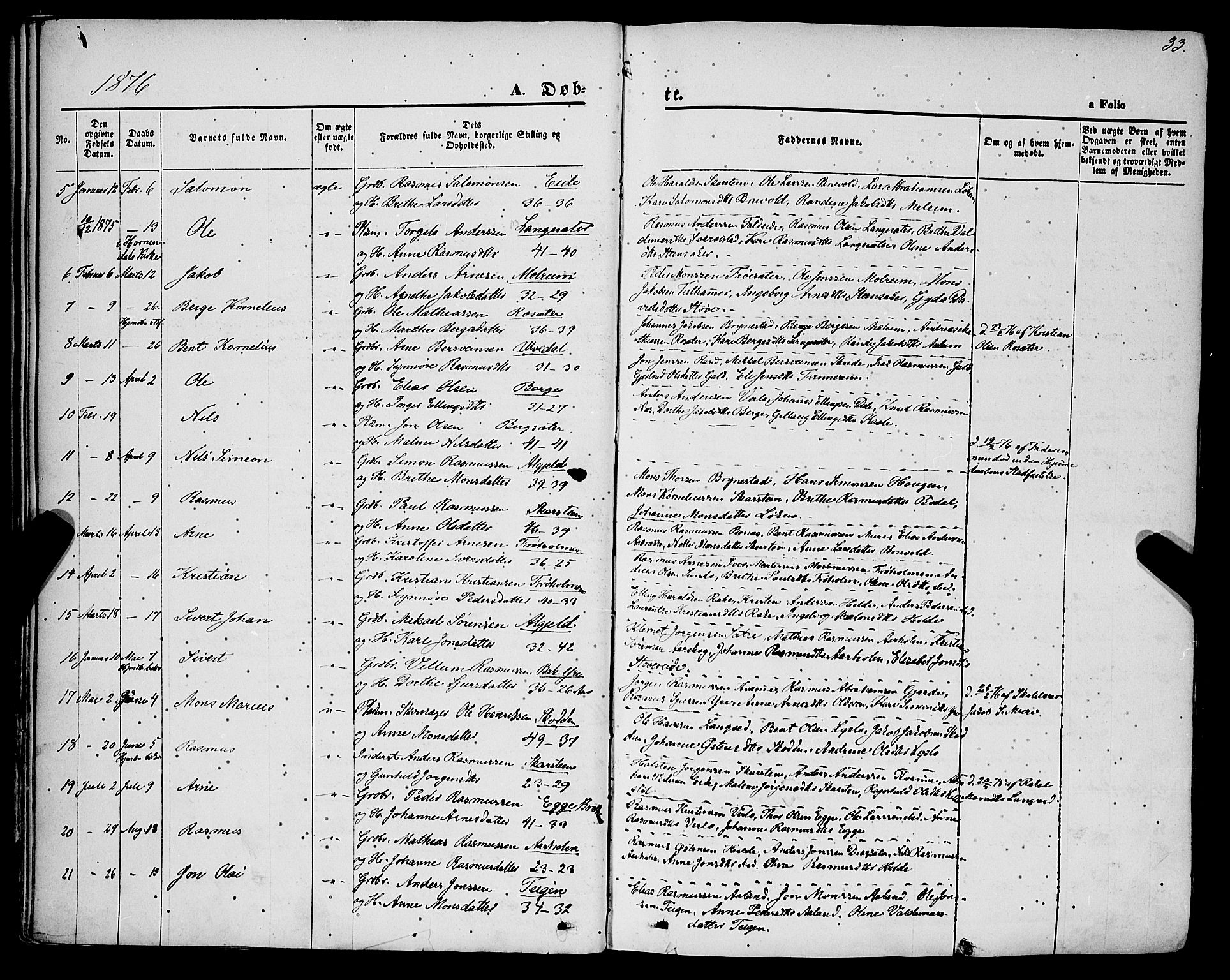 Innvik sokneprestembete, AV/SAB-A-80501: Parish register (official) no. A 6, 1865-1878, p. 33