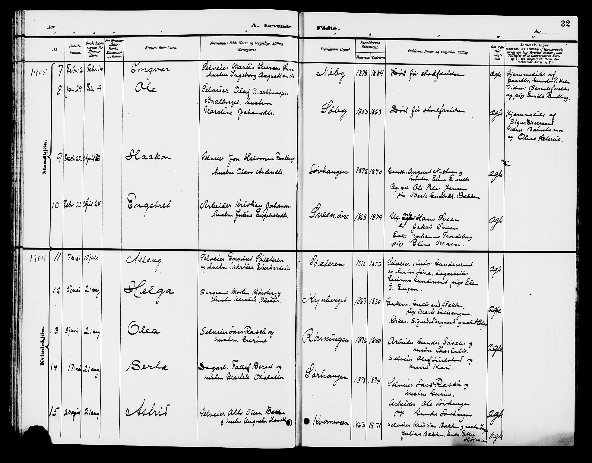 Elverum prestekontor, AV/SAH-PREST-044/H/Ha/Hab/L0006: Parish register (copy) no. 6, 1896-1907, p. 32