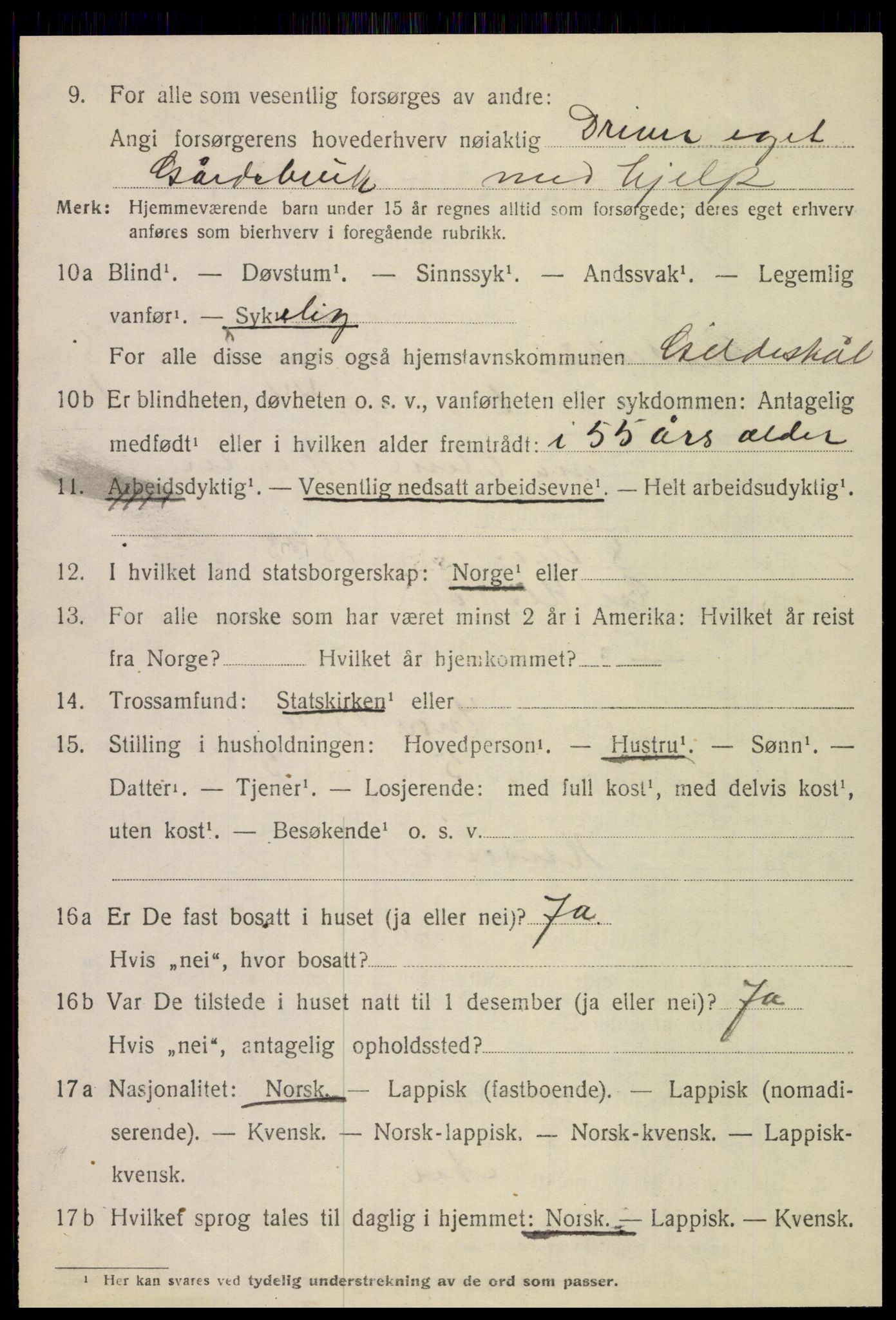 SAT, 1920 census for Gildeskål, 1920, p. 5405