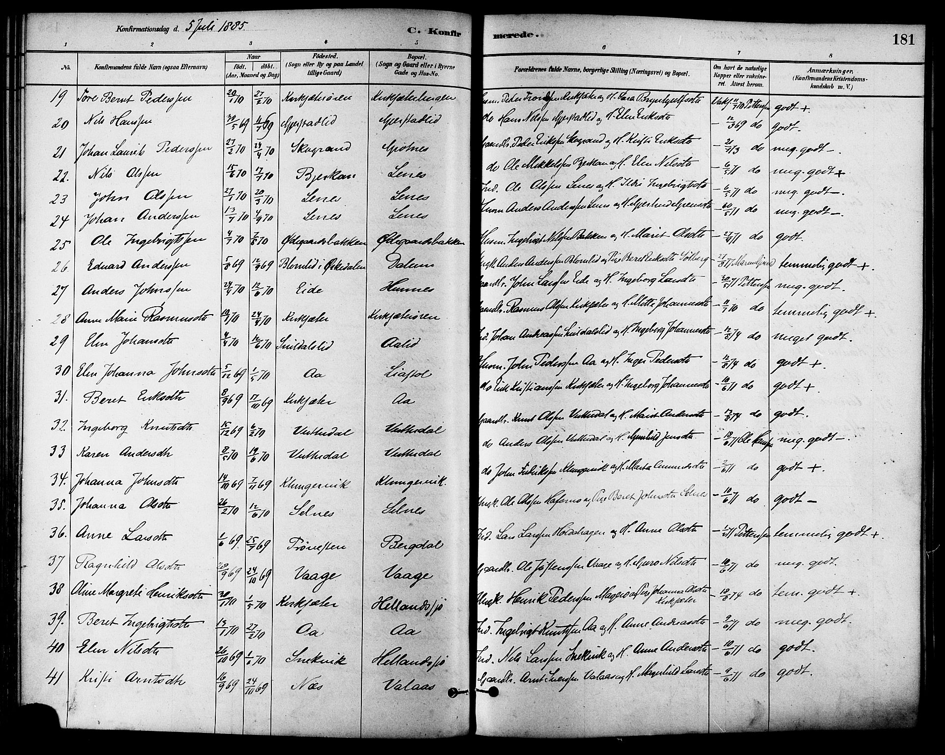 Ministerialprotokoller, klokkerbøker og fødselsregistre - Sør-Trøndelag, SAT/A-1456/630/L0496: Parish register (official) no. 630A09, 1879-1895, p. 181