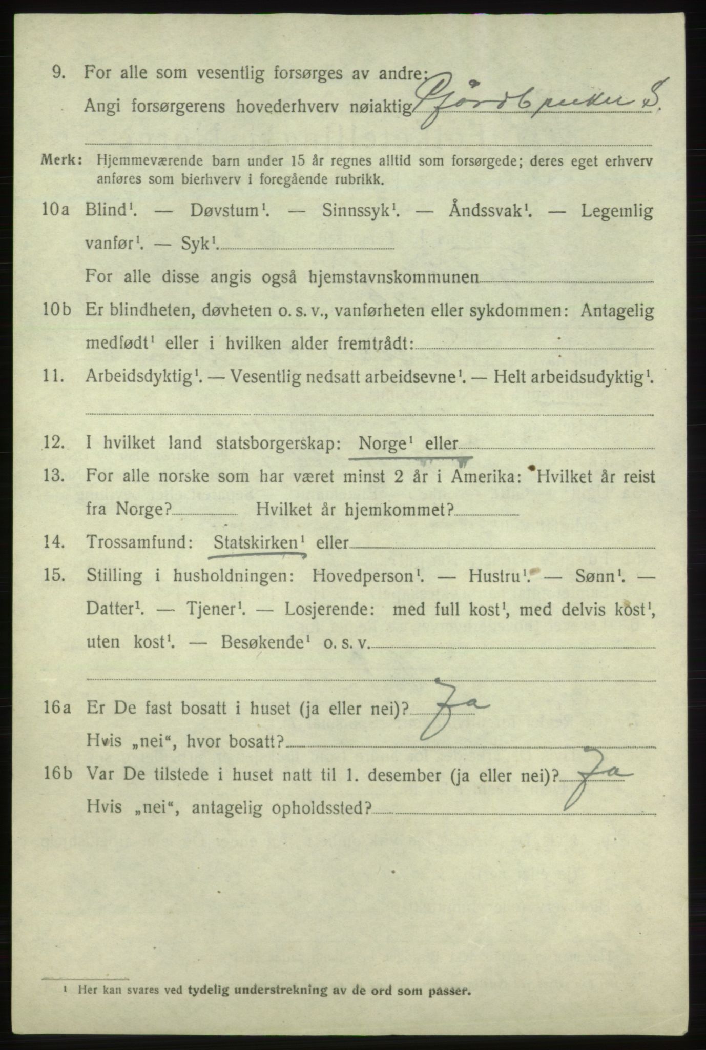 SAB, 1920 census for Fjelberg, 1920, p. 3502