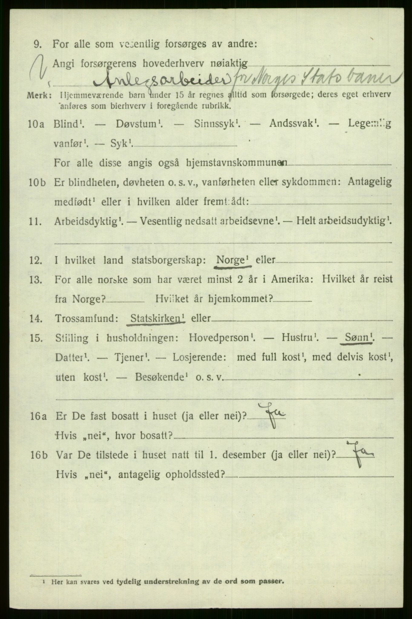 SAB, 1920 census for Evanger, 1920, p. 4240