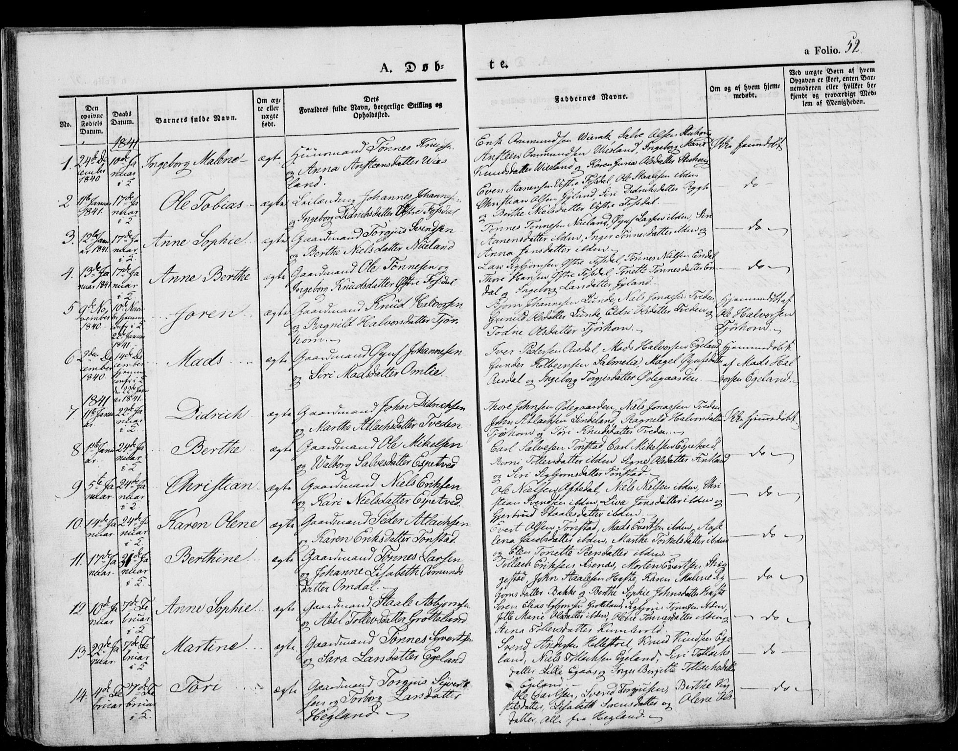 Bakke sokneprestkontor, SAK/1111-0002/F/Fa/Faa/L0004: Parish register (official) no. A 4, 1834-1846, p. 52