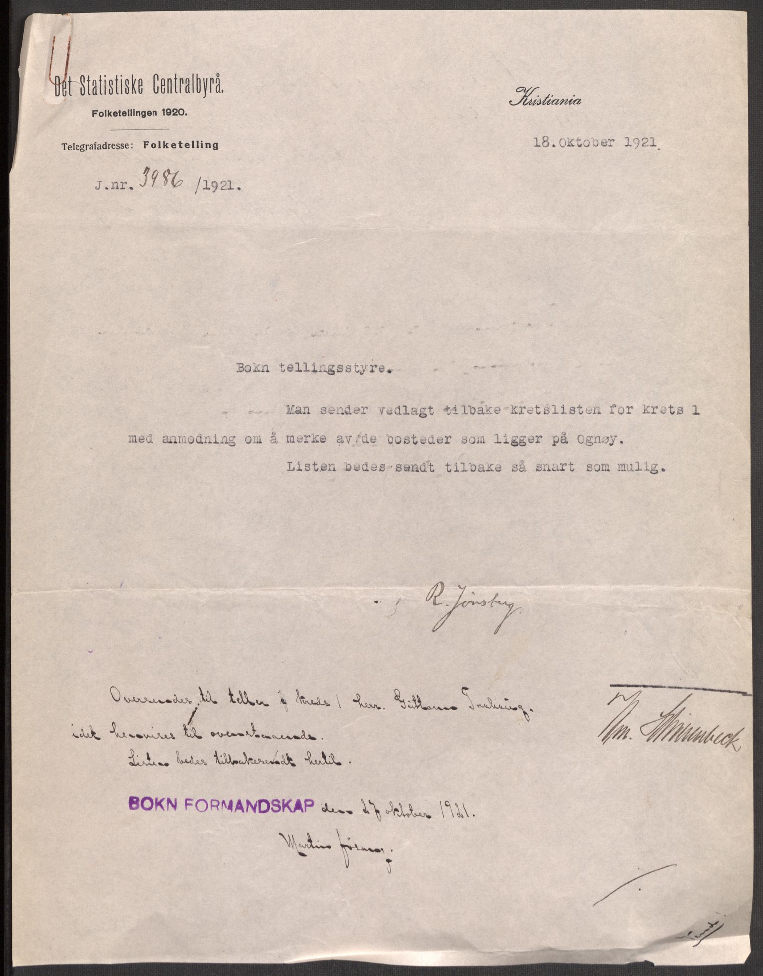 SAST, 1920 census for Bokn, 1920, p. 4