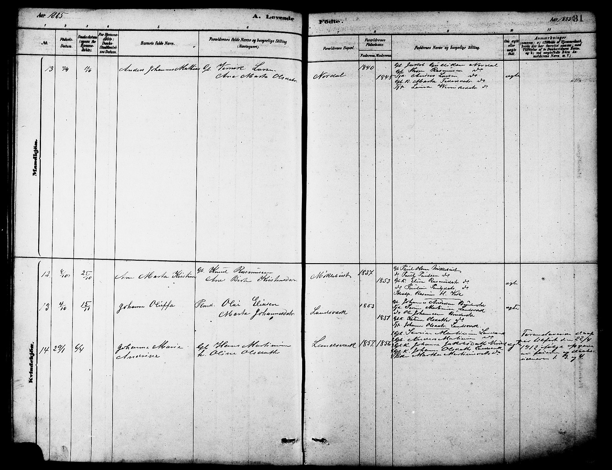 Ministerialprotokoller, klokkerbøker og fødselsregistre - Møre og Romsdal, AV/SAT-A-1454/502/L0027: Parish register (copy) no. 502C01, 1878-1908, p. 31