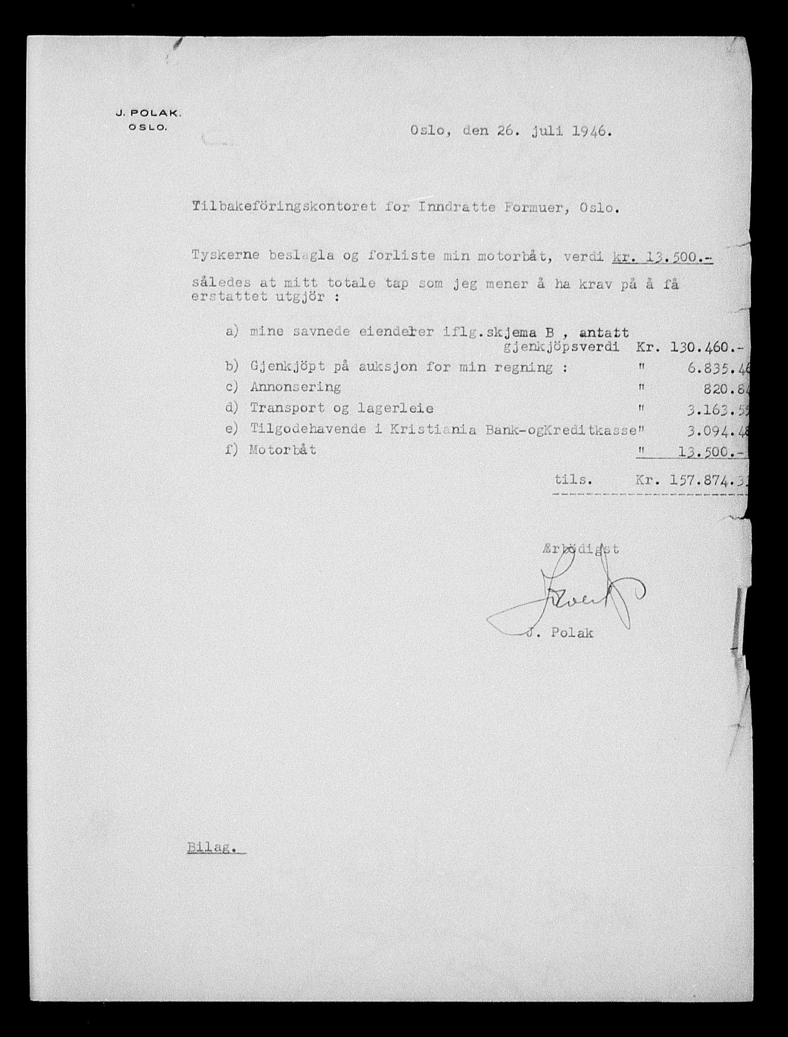 Justisdepartementet, Tilbakeføringskontoret for inndratte formuer, AV/RA-S-1564/H/Hc/Hcc/L0970: --, 1945-1947, p. 259