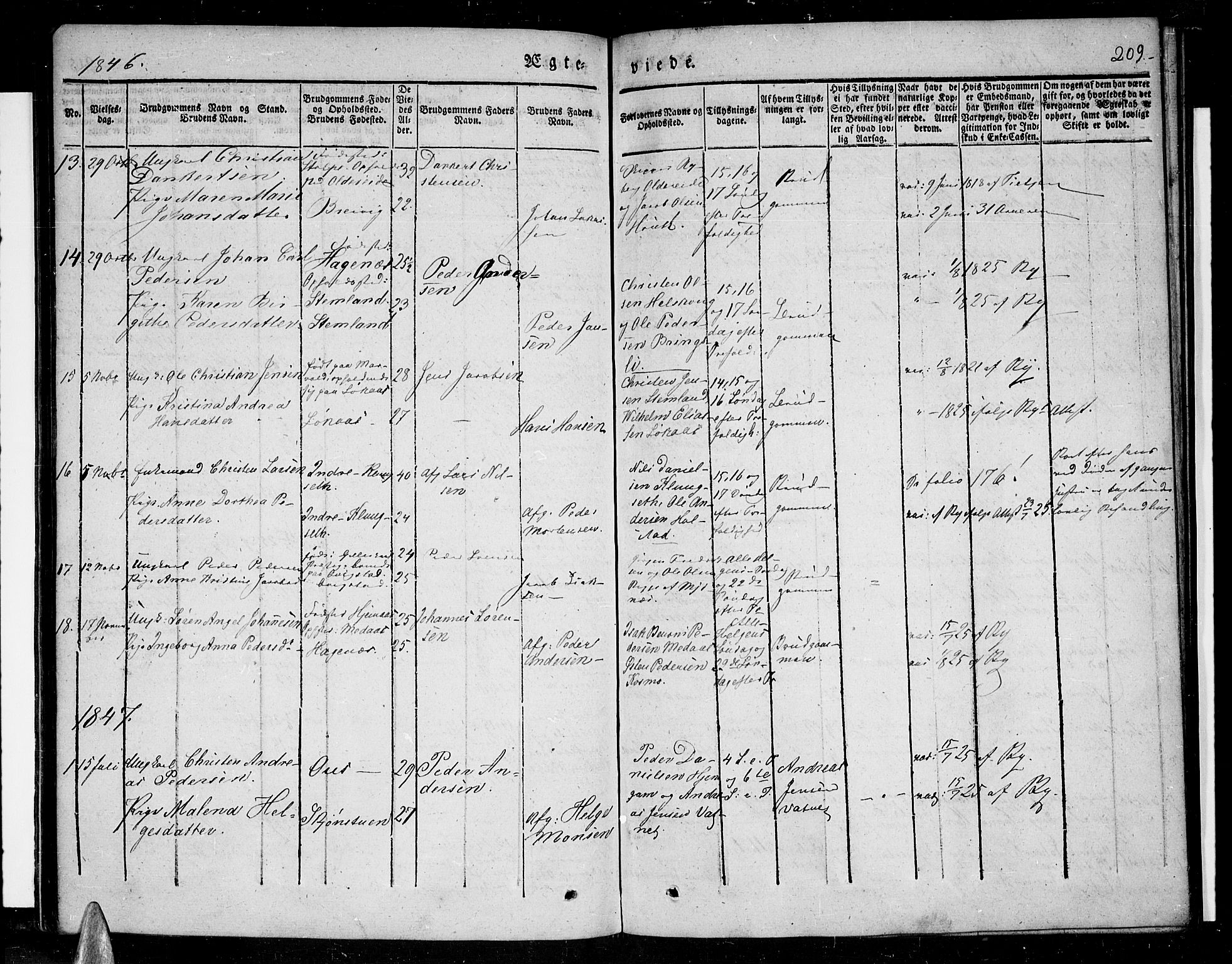 Ministerialprotokoller, klokkerbøker og fødselsregistre - Nordland, AV/SAT-A-1459/852/L0737: Parish register (official) no. 852A07, 1833-1849, p. 209