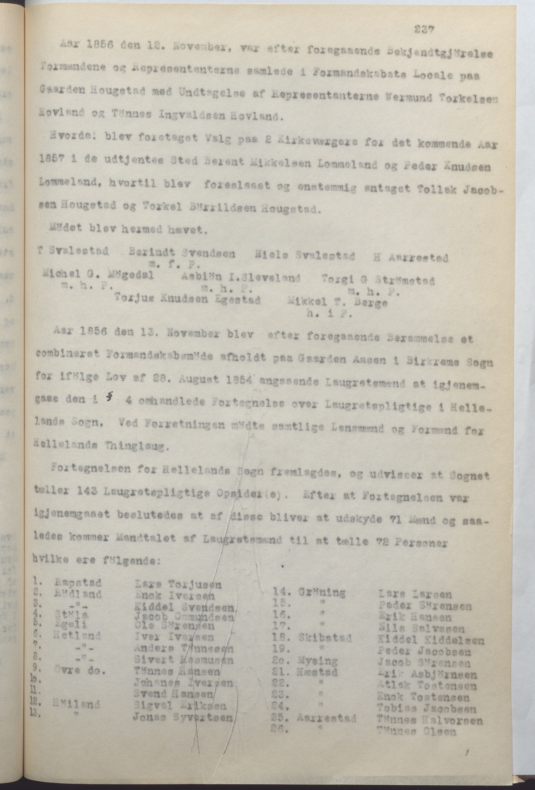Helleland kommune - Formannskapet, IKAR/K-100479/A/Ab/L0001: Avskrift av møtebok, 1837-1866, p. 237