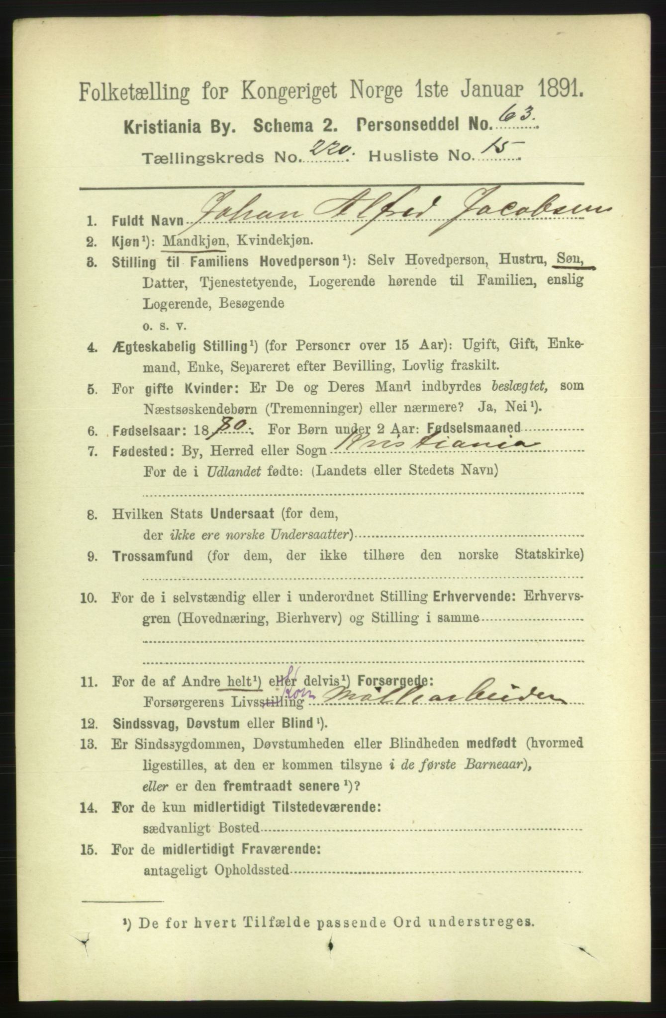 RA, 1891 census for 0301 Kristiania, 1891, p. 131461