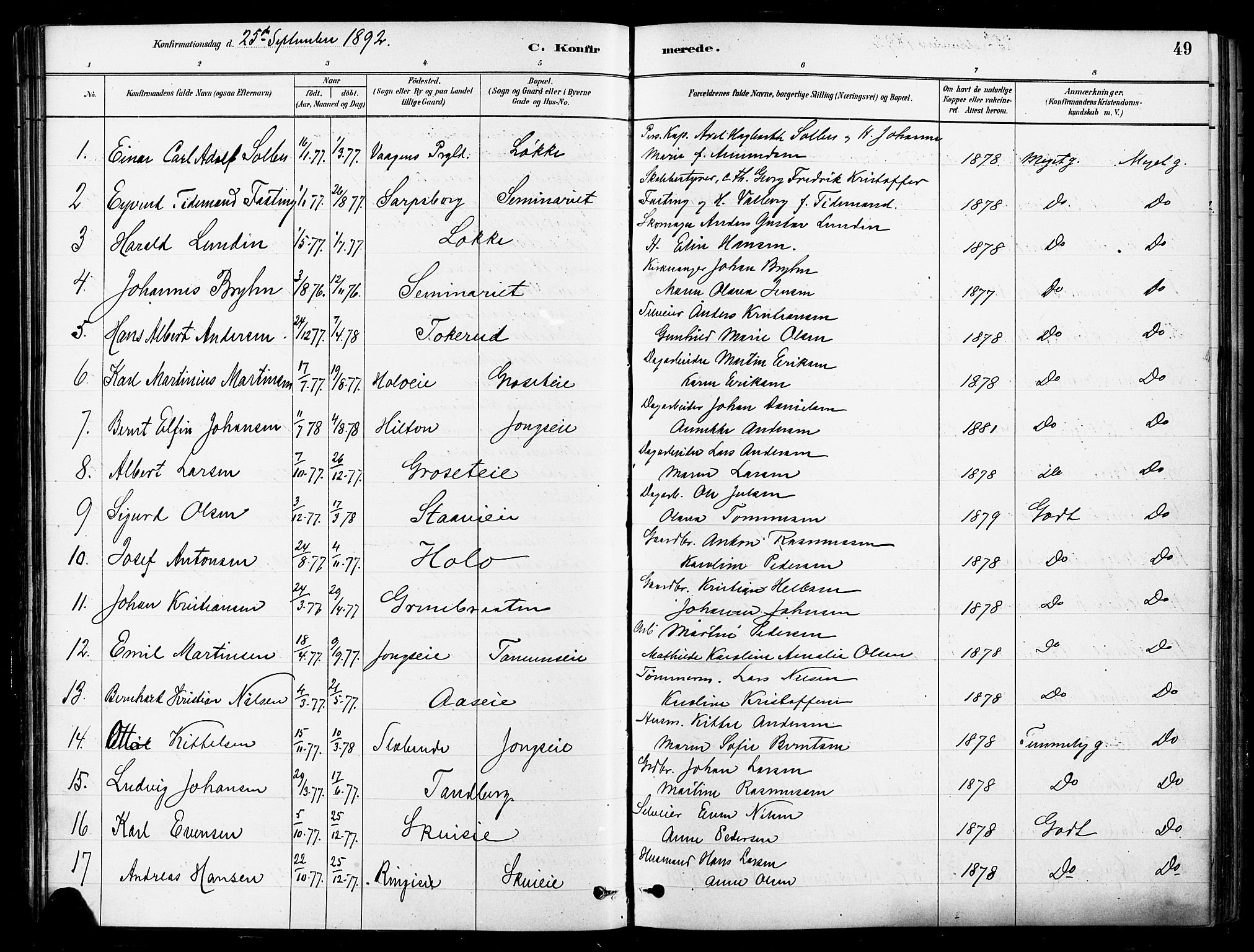 Asker prestekontor Kirkebøker, SAO/A-10256a/F/Fb/L0002: Parish register (official) no. II 2, 1879-1921, p. 49