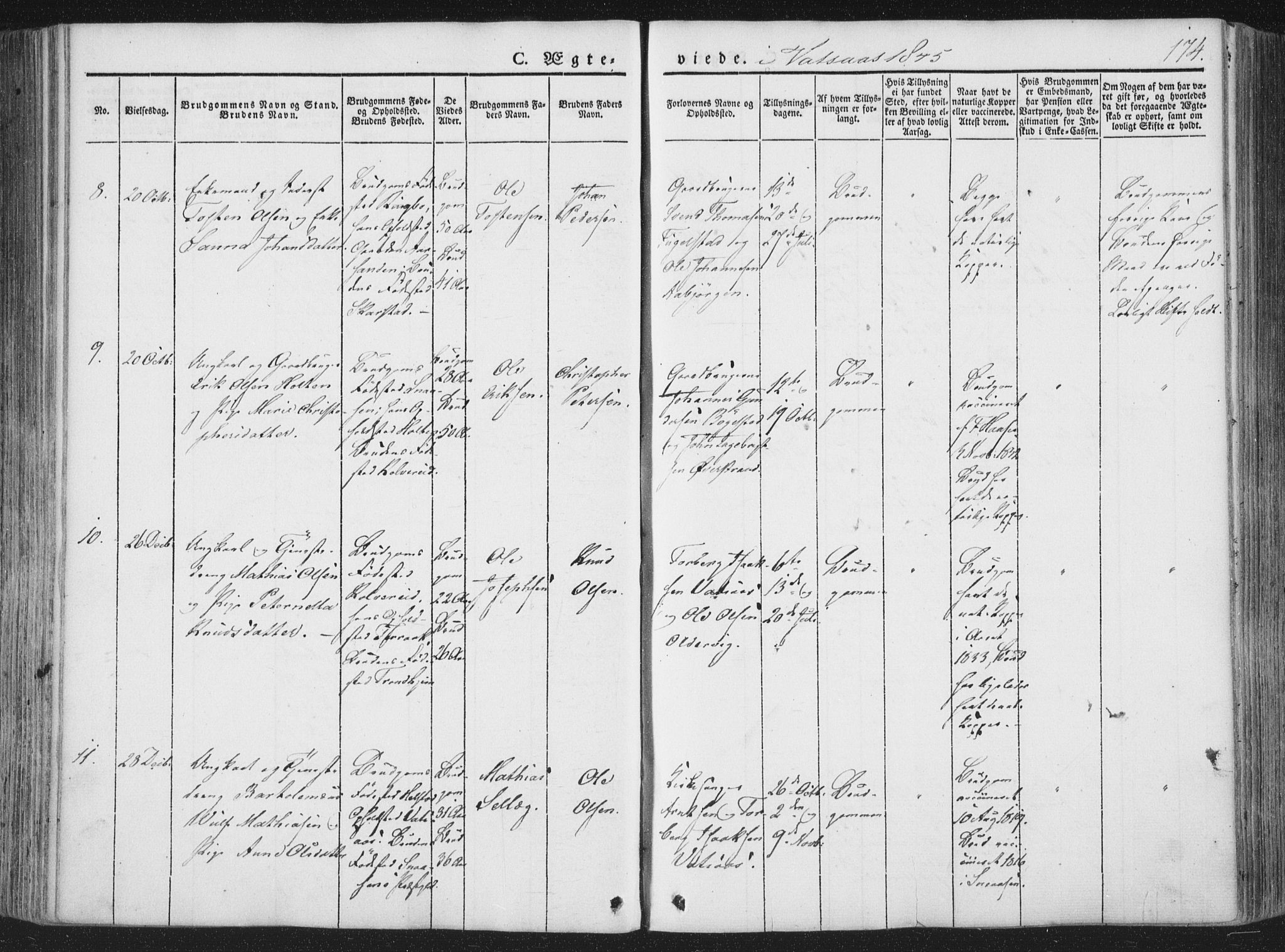 Ministerialprotokoller, klokkerbøker og fødselsregistre - Nordland, AV/SAT-A-1459/810/L0144: Parish register (official) no. 810A07 /1, 1841-1862, p. 174