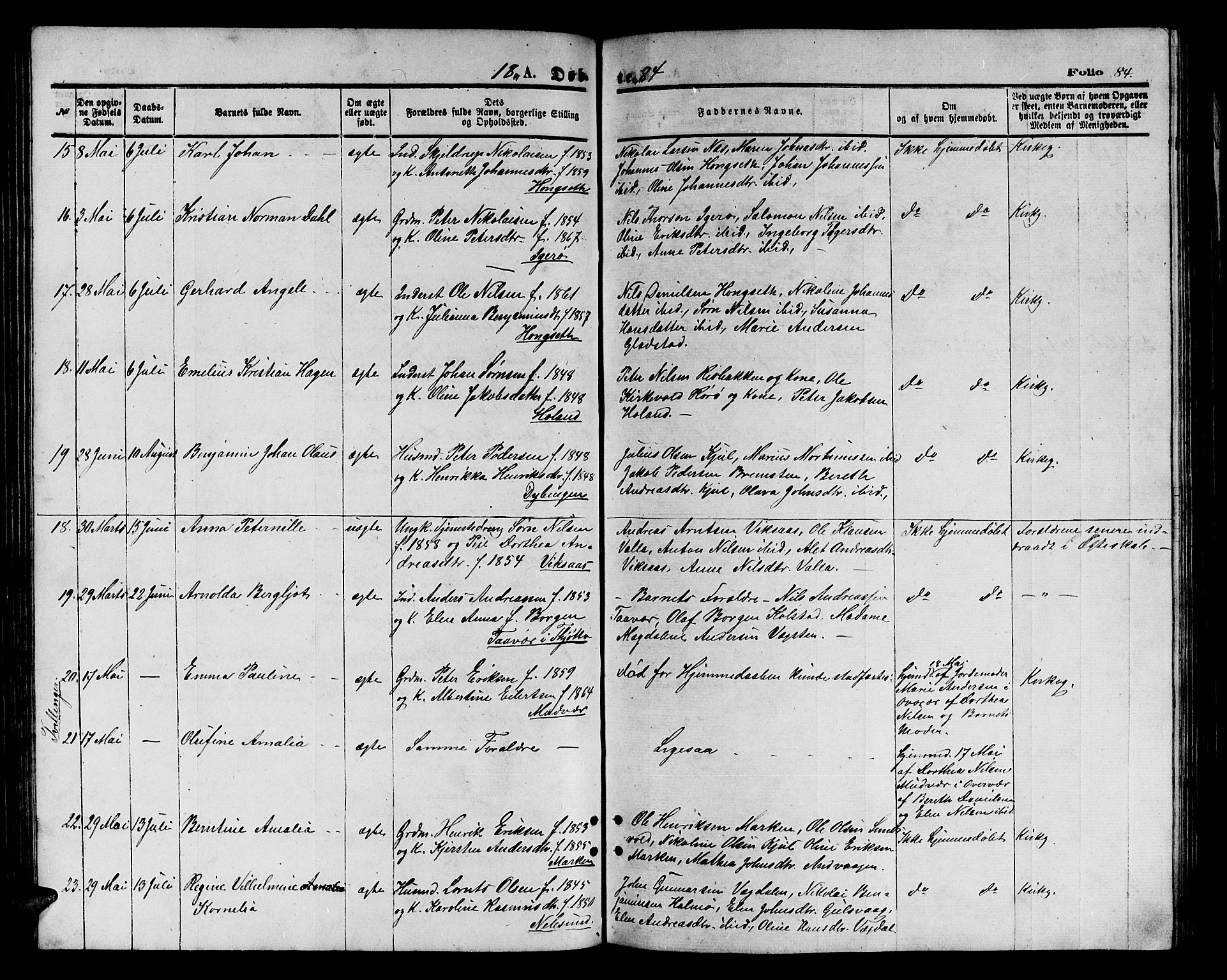 Ministerialprotokoller, klokkerbøker og fødselsregistre - Nordland, AV/SAT-A-1459/816/L0252: Parish register (copy) no. 816C02, 1871-1885, p. 84