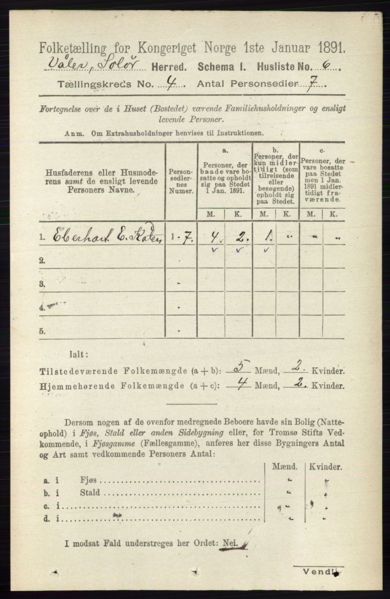 RA, 1891 census for 0426 Våler, 1891, p. 1411