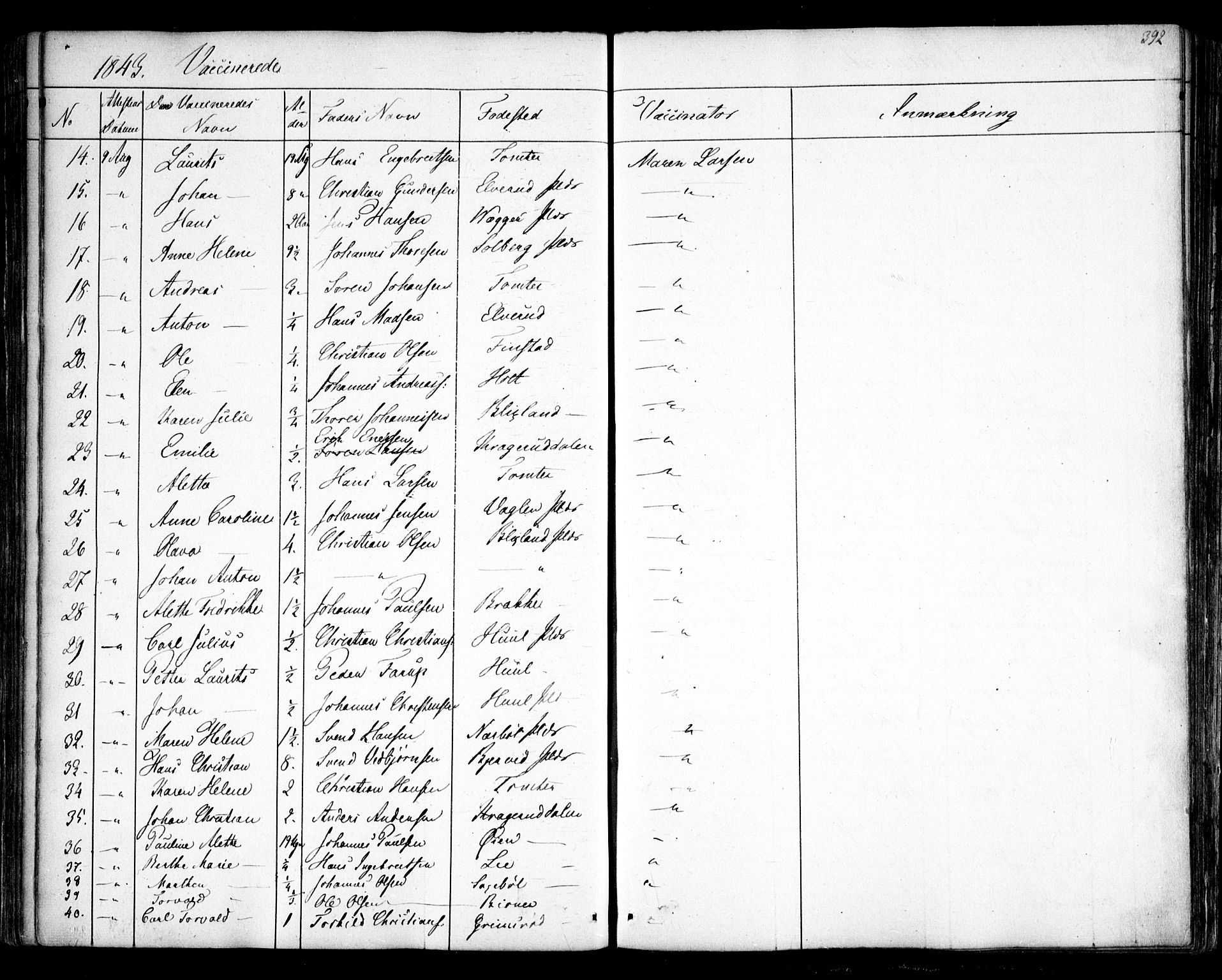 Hobøl prestekontor Kirkebøker, SAO/A-2002/F/Fa/L0003: Parish register (official) no. I 3, 1842-1864, p. 392