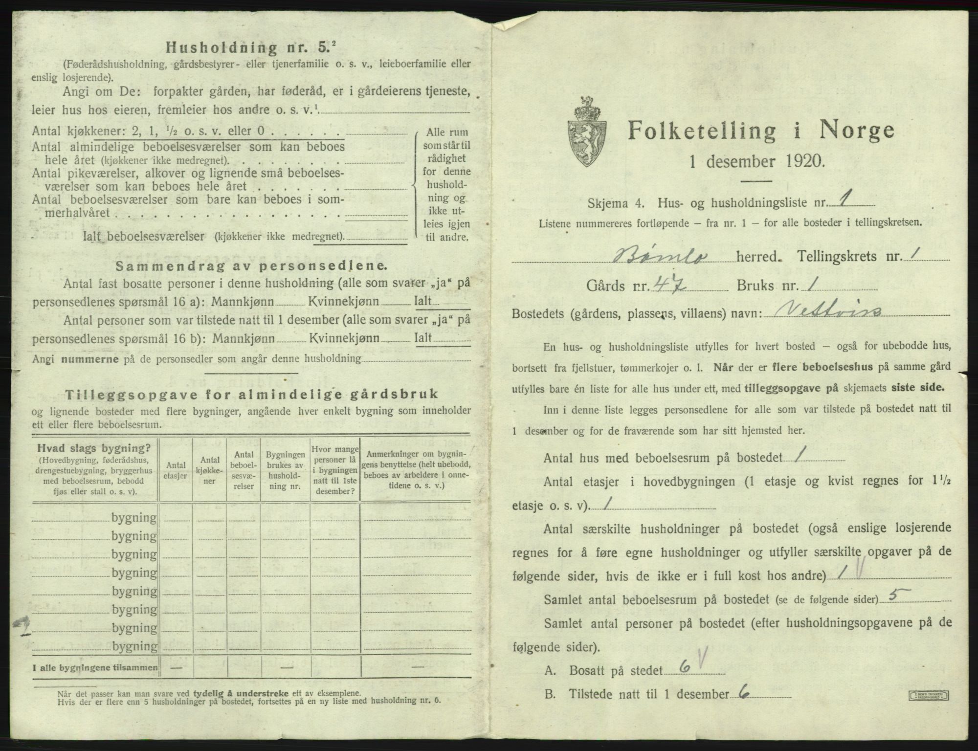 SAB, 1920 census for Bømlo, 1920, p. 22
