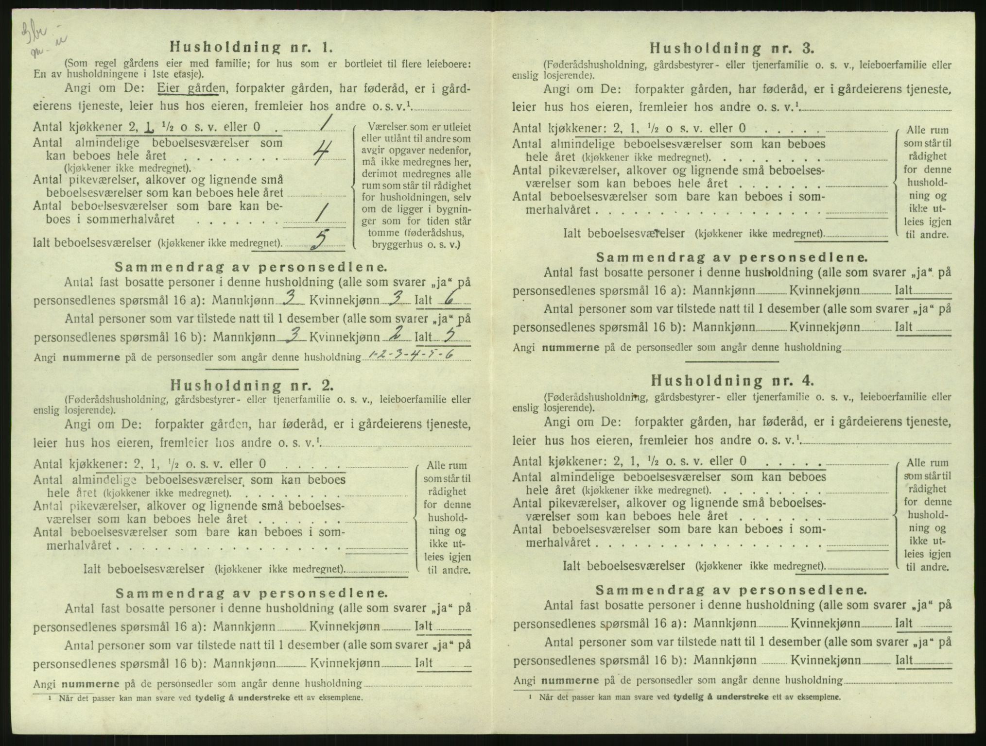 SAK, 1920 census for Birkenes, 1920, p. 140