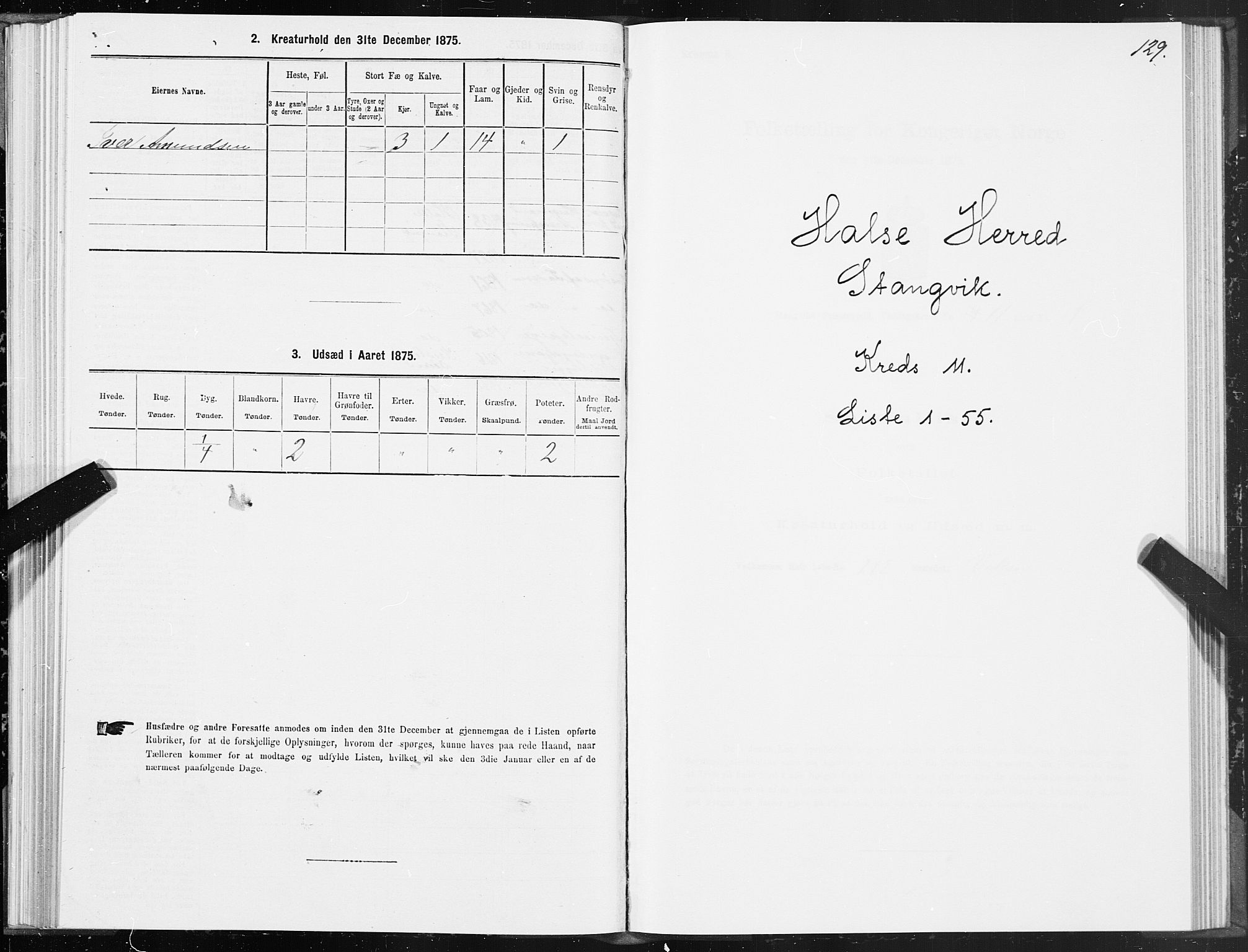 SAT, 1875 census for 1564P Stangvik, 1875, p. 5129