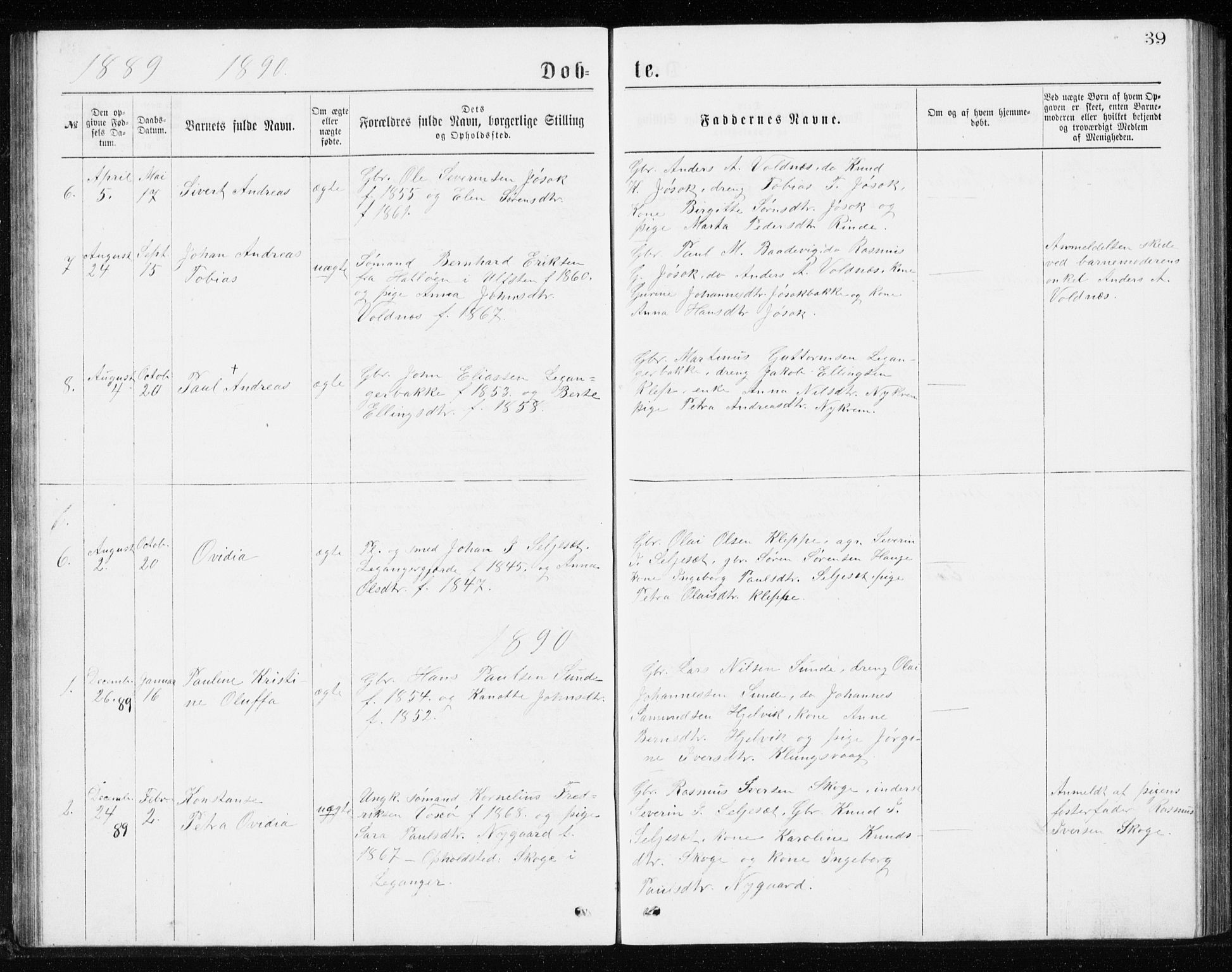 Ministerialprotokoller, klokkerbøker og fødselsregistre - Møre og Romsdal, AV/SAT-A-1454/508/L0097: Parish register (copy) no. 508C01, 1873-1897, p. 39