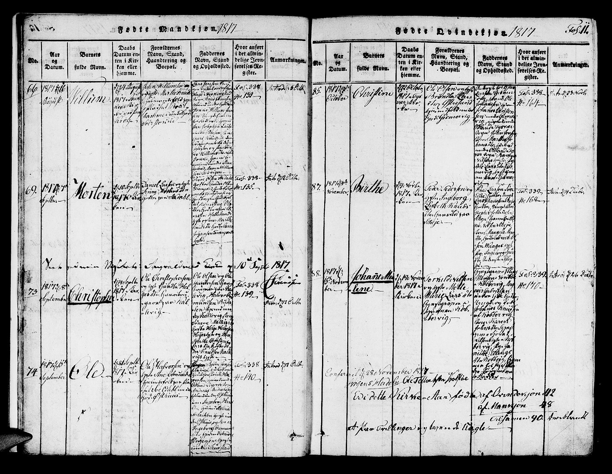 Avaldsnes sokneprestkontor, SAST/A -101851/H/Ha/Haa/L0004: Parish register (official) no. A 4, 1816-1825, p. 11