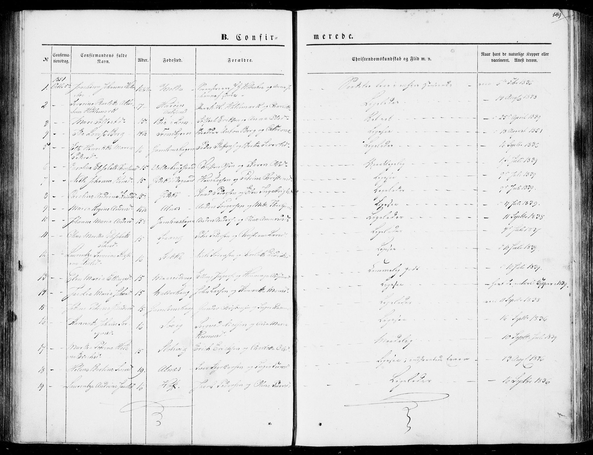 Ministerialprotokoller, klokkerbøker og fødselsregistre - Møre og Romsdal, AV/SAT-A-1454/528/L0397: Parish register (official) no. 528A08, 1848-1858, p. 149