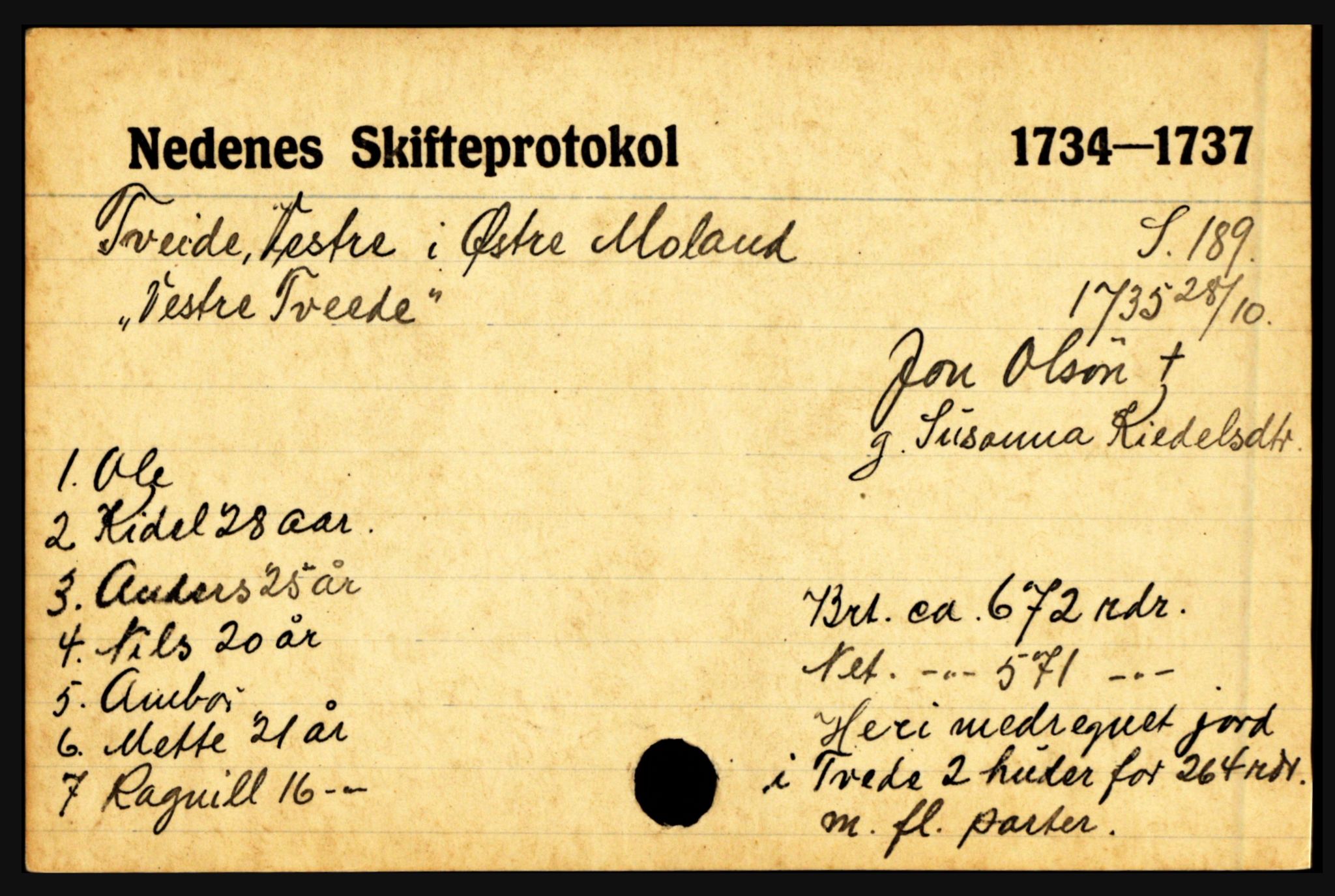 Nedenes sorenskriveri før 1824, AV/SAK-1221-0007/H, p. 31447