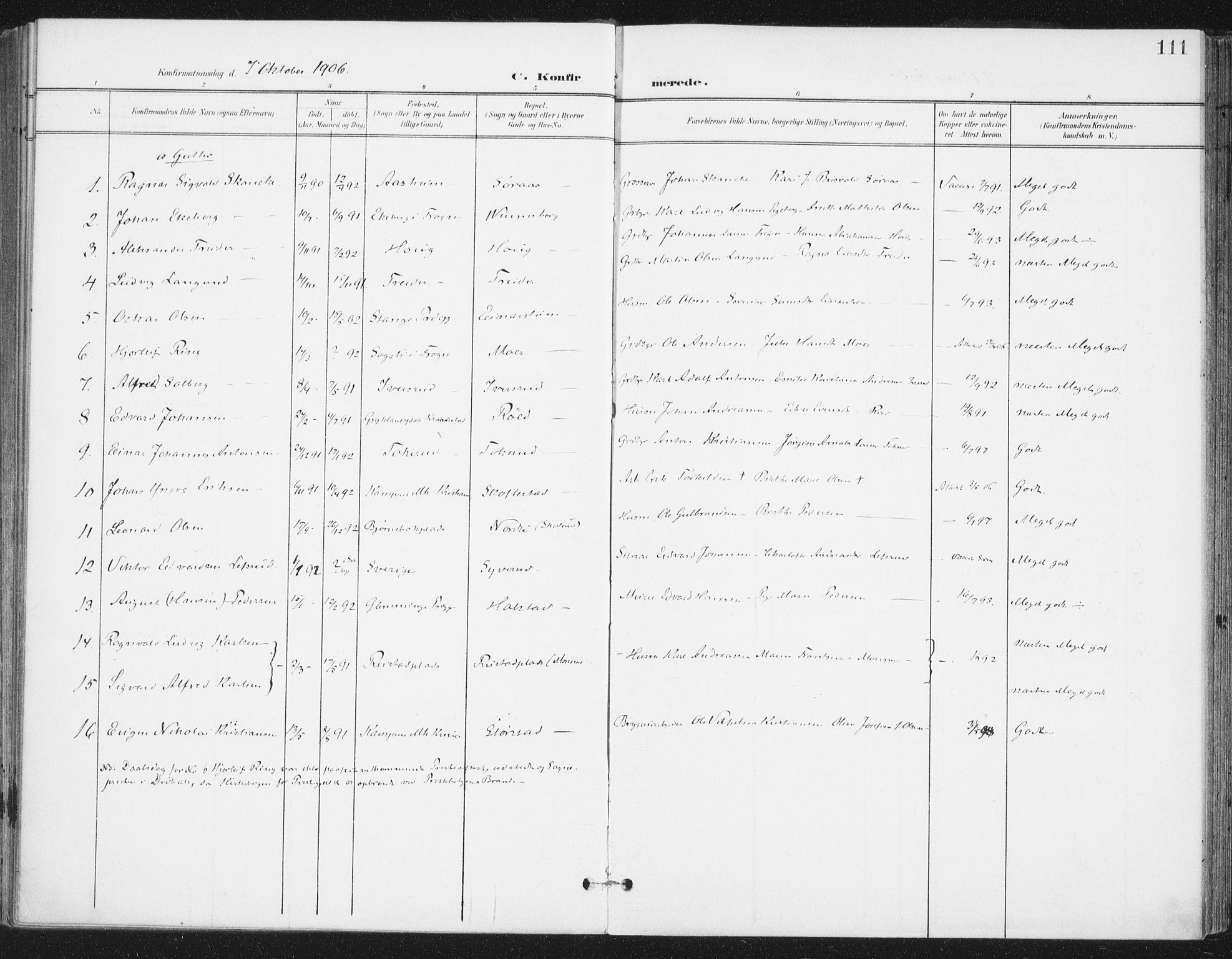 Ås prestekontor Kirkebøker, SAO/A-10894/F/Fa/L0010: Parish register (official) no. I 10, 1900-1918, p. 111