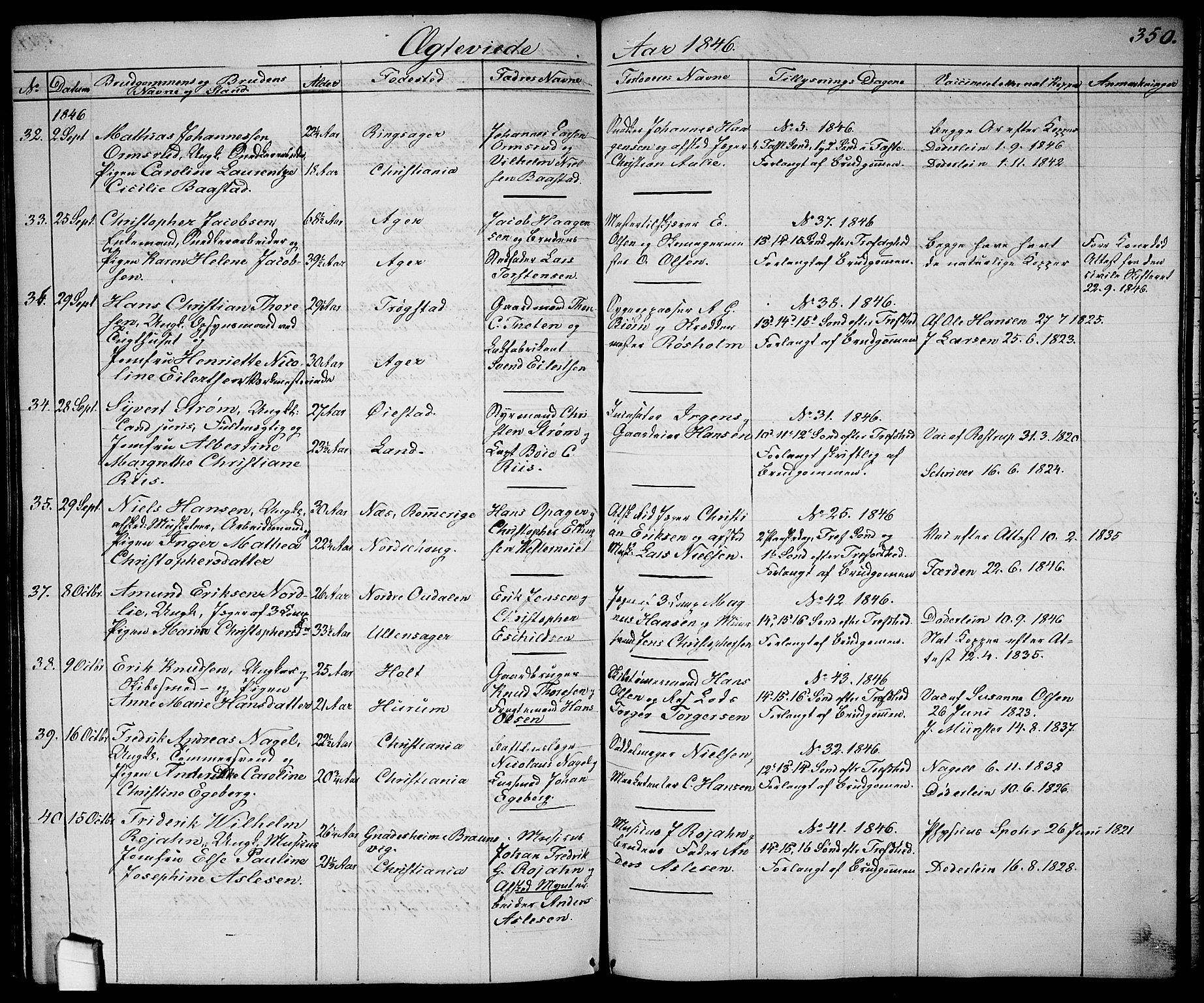 Garnisonsmenigheten Kirkebøker, AV/SAO-A-10846/G/Ga/L0005: Parish register (copy) no. 5, 1841-1860, p. 350