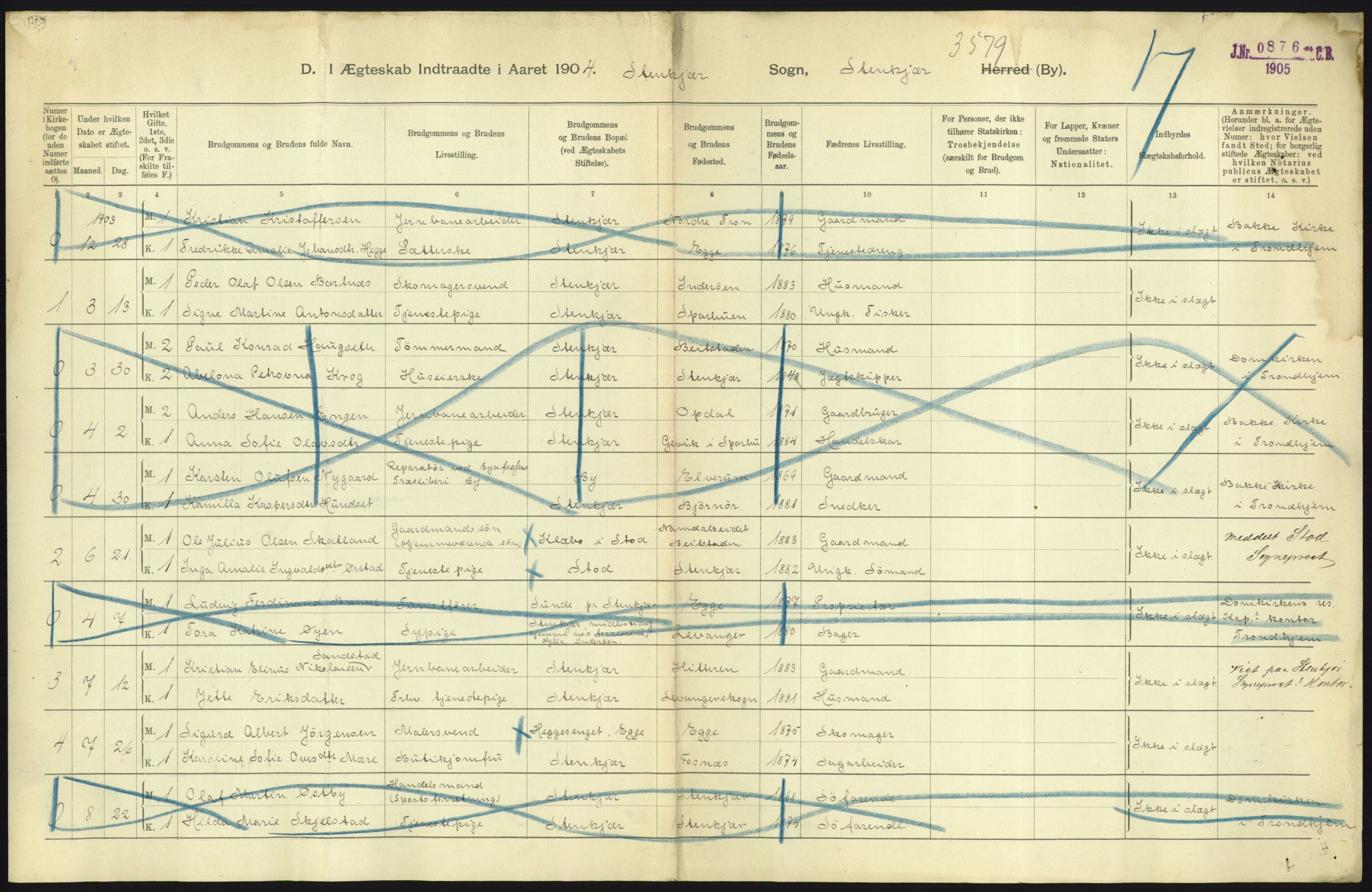 Statistisk sentralbyrå, Sosiodemografiske emner, Befolkning, AV/RA-S-2228/D/Df/Dfa/Dfab/L0019: Nordre Trondhjems amt: Fødte, gifte, døde, 1904, p. 45