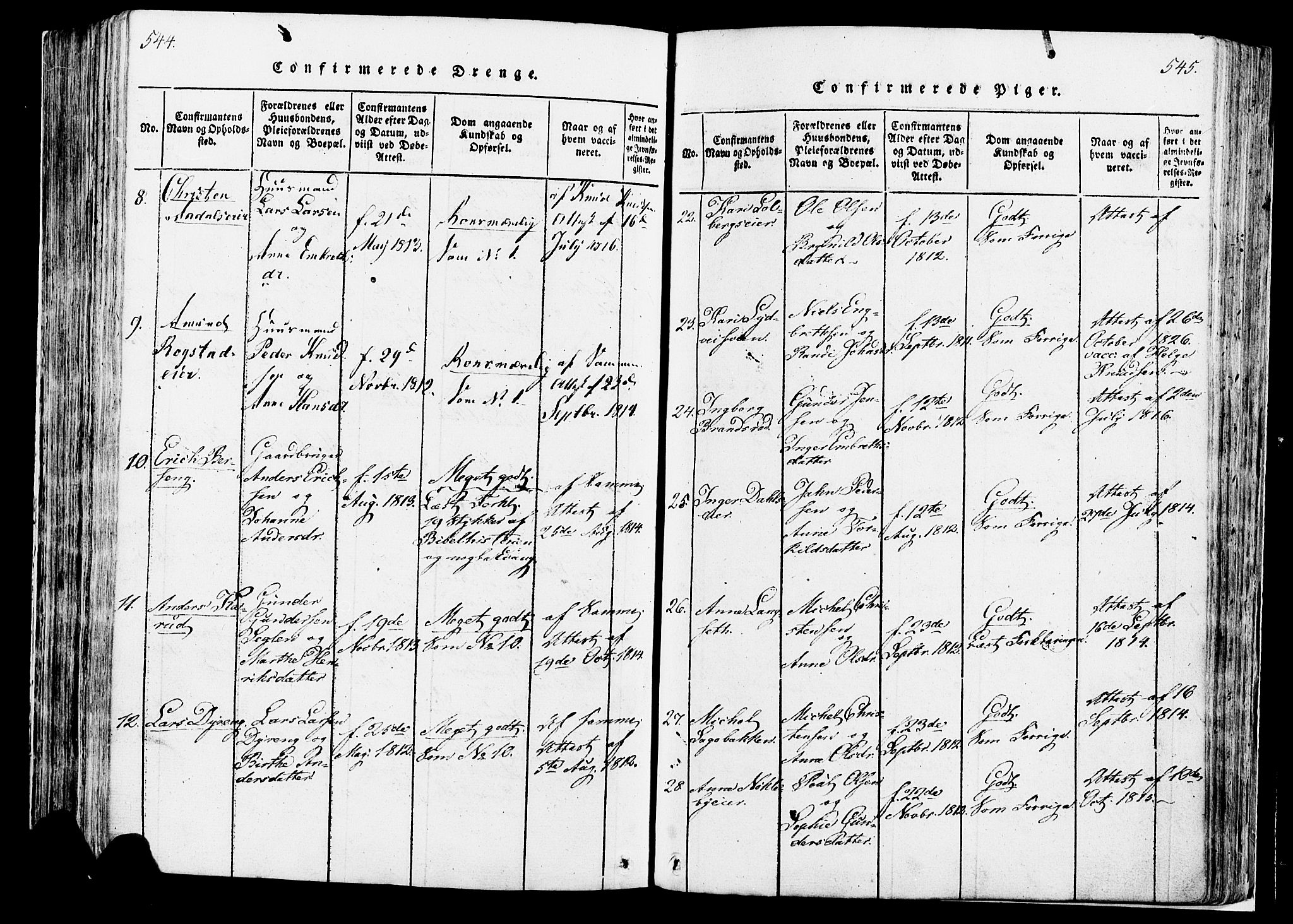 Løten prestekontor, AV/SAH-PREST-022/K/Ka/L0005: Parish register (official) no. 5, 1814-1832, p. 544-545