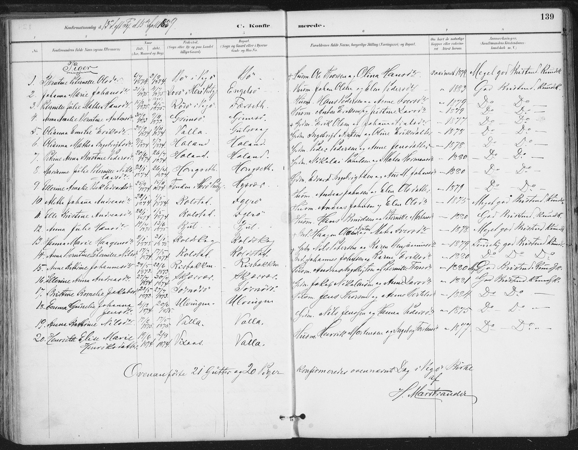 Ministerialprotokoller, klokkerbøker og fødselsregistre - Nordland, AV/SAT-A-1459/816/L0244: Parish register (official) no. 816A10, 1886-1903, p. 139